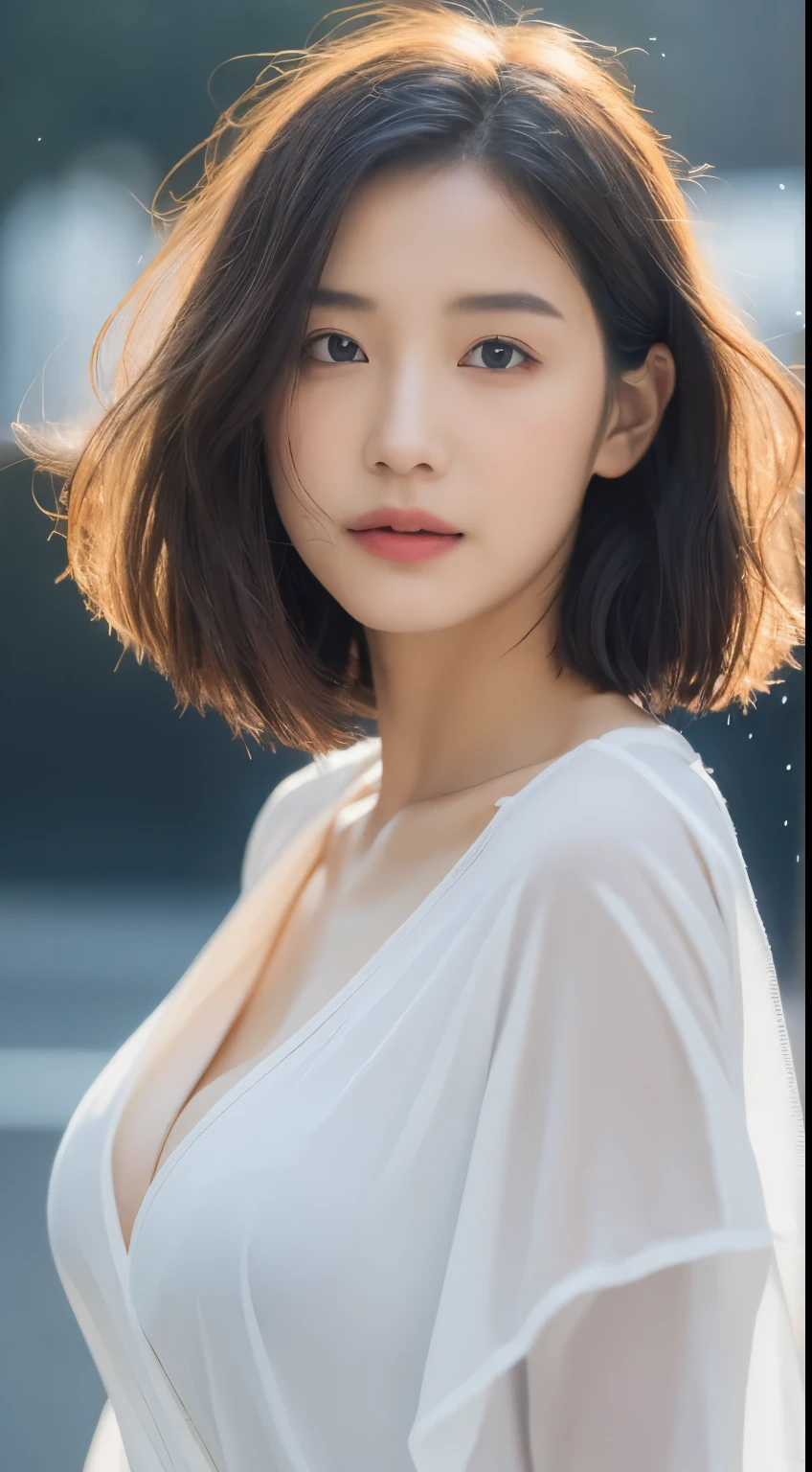 ((Best Quality, 8k, Masterpiece:1.3)), Focus:1.2, Perfect Body Beauty:1.4, Buttocks:1.2, ((Layered Haircut, Breasts:1.2)), (Wet Clothes:1.1) , (Rain, Street:1.3), Bandeau Dress: 1.1, Highly Detailed Face and Skin Texture, Fine Eyes, Double Eyelids, Whitened Skin, Long Hair, (Shut Up: 1.3), LiuYaSe