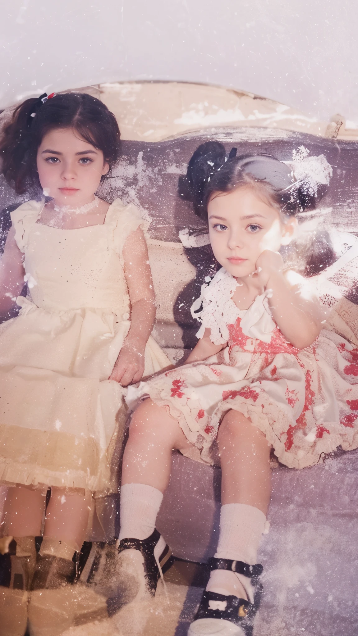 The first wore a yellow dress, white shoes and black shoes, while the second wore a red dress with white shoes and black shoes.