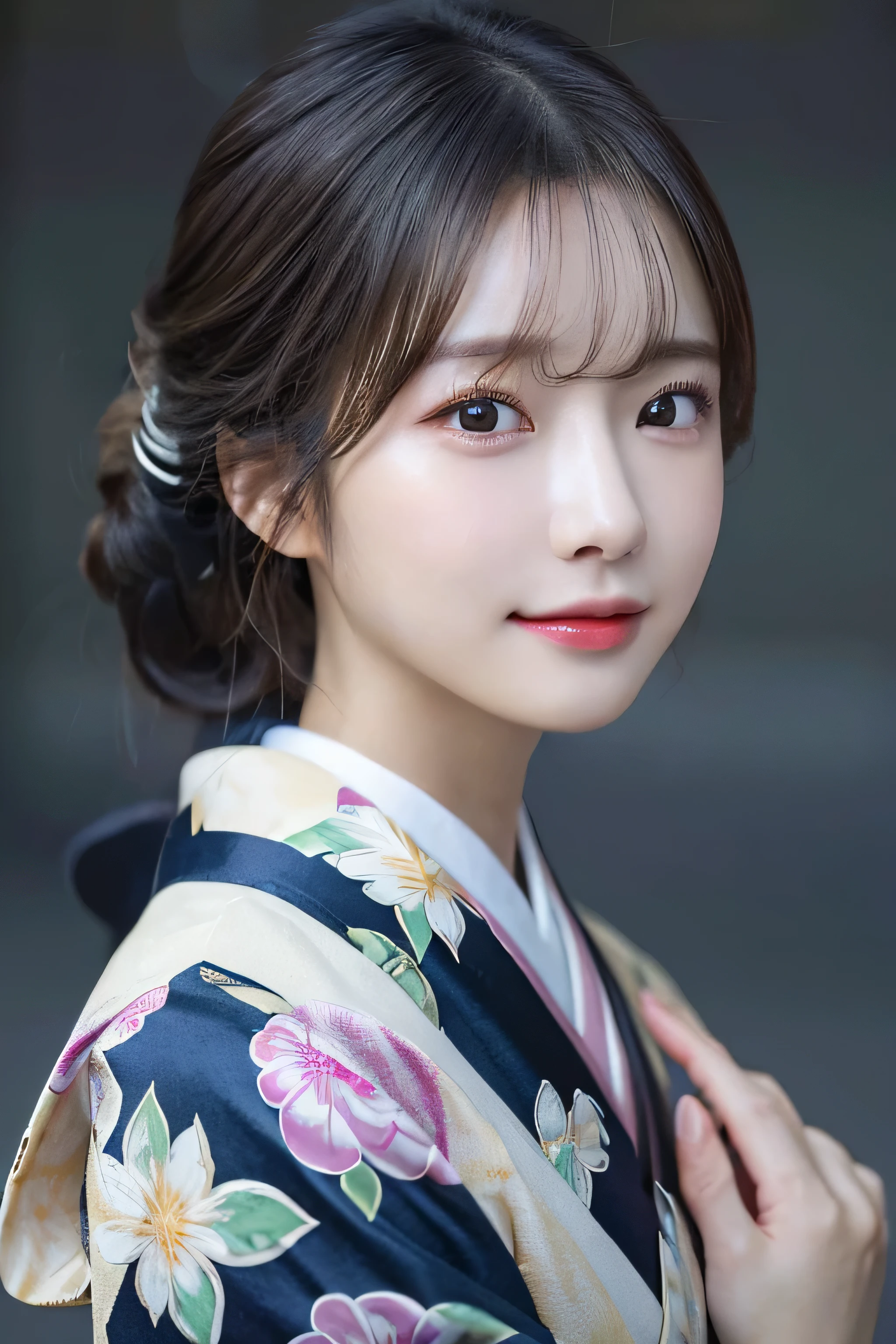 (Kimono)、((35 year old))、randome pose、(top-quality,masterpiece:1.3,超A high resolution,),(ultra-detailliert,Caustics),(Photorealsitic:1.4,RAW shooting,)Ultra-realistic capture,A highly detailed,High resolution 16K human skin closeup、 Skin texture is natural、、The skin looks healthy with an even tone、 Use natural light and color,1 girl,japanes,,kawaii,A dark-haired,Middle hair,,smil,,(depth of fields、chromatic abberation、、Wide range of lighting、Natural Shading、)、