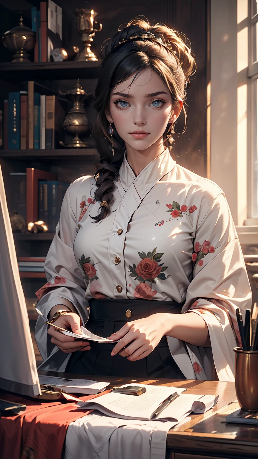 ((最high quality, 8k, masterpiece: 1.3, Ultra HD, high quality, 最high quality, High resolution, realism)) 、that'Cleopatra、Inside an ancient Egyptian palace、Using her body to seduce Julius Caesar of Rome