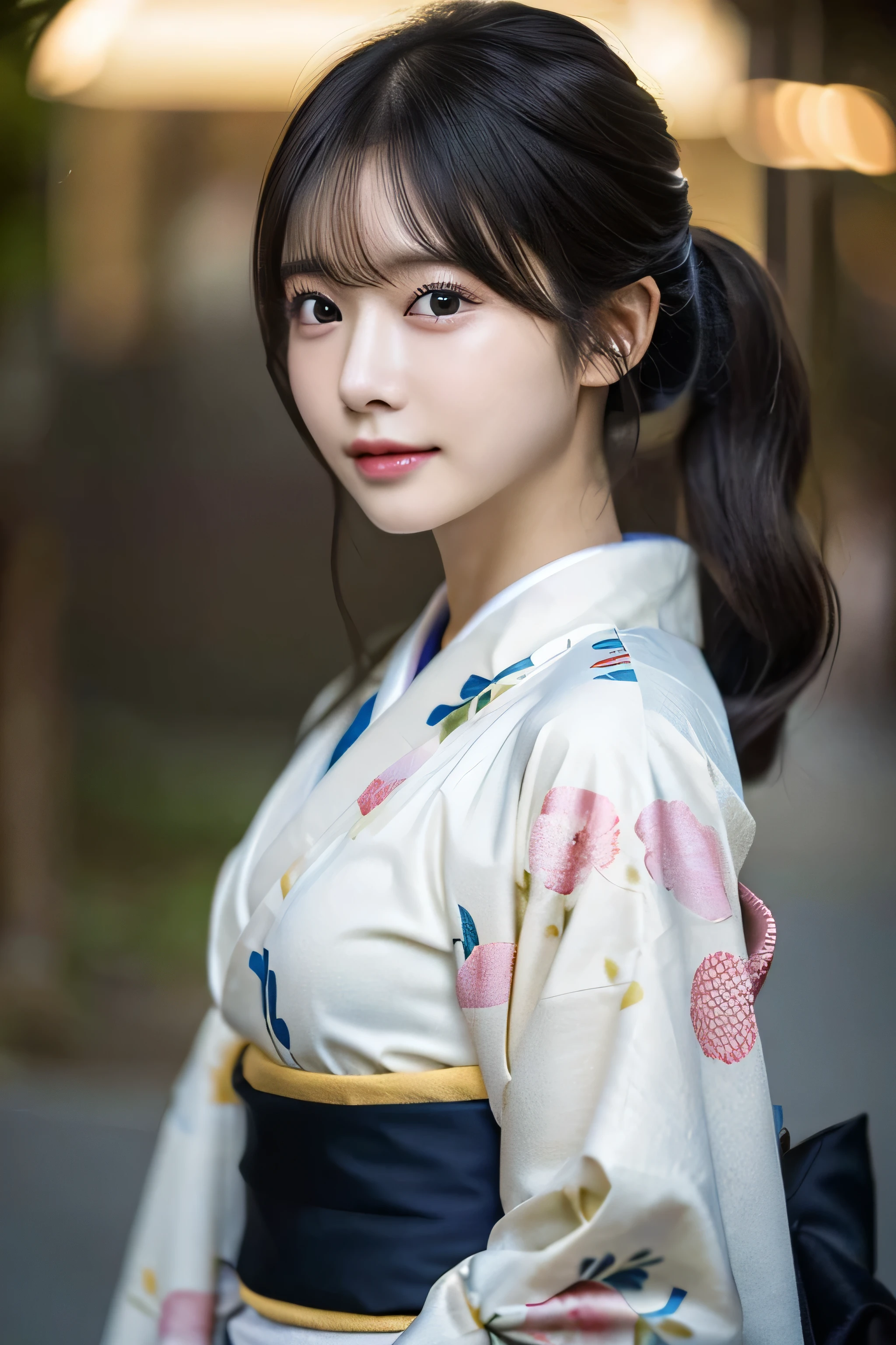 (Kimono)、((35 year old))、randome pose、(top-quality,masterpiece:1.3,超A high resolution,),(ultra-detailliert,Caustics),(Photorealsitic:1.4,RAW shooting,)Ultra-realistic capture,A highly detailed,High resolution 16K human skin closeup、 Skin texture is natural、、The skin looks healthy with an even tone、 Use natural light and color,1 girl,japanes,,kawaii,A dark-haired,Middle hair,,smil,,(depth of fields、chromatic abberation、、Wide range of lighting、Natural Shading、)、