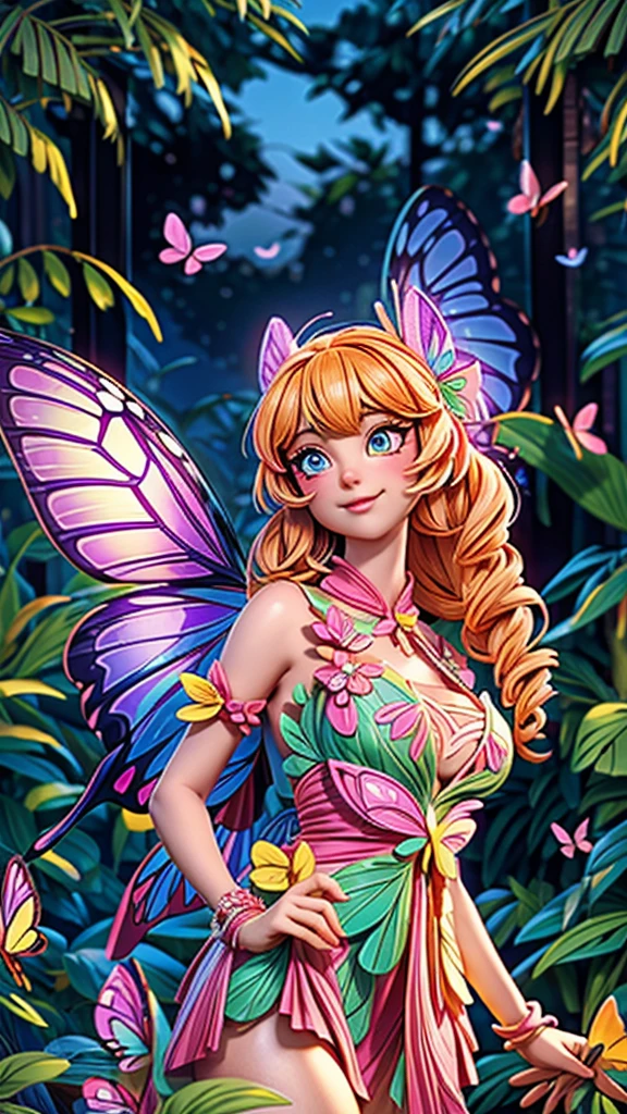 a beautiful young woman with butterfly wings, delicate butterfly wings, detailed butterfly wings, beautiful butterfly wings, colorful butterfly wings, girl with butterfly wings, butterfly girl in a enchanting forest, butterfly girl in a magical garden, butterfly girl surrounded by butterflies, ethereal butterfly girl, elegant butterfly girl, butterfly girl with flowing hair, butterfly girl with intricate butterfly wings, detailed and realistic butterfly girl, masterpiece, (best quality,4k,8k,highres,masterpiece:1.2),ultra-detailed,(realistic,photorealistic,photo-realistic:1.37),detailed eyes,detailed lips,extremely detailed face,longlashes,vibrant colors,cinematic lighting,dramatic lighting,fantasy art,digital art,concept art