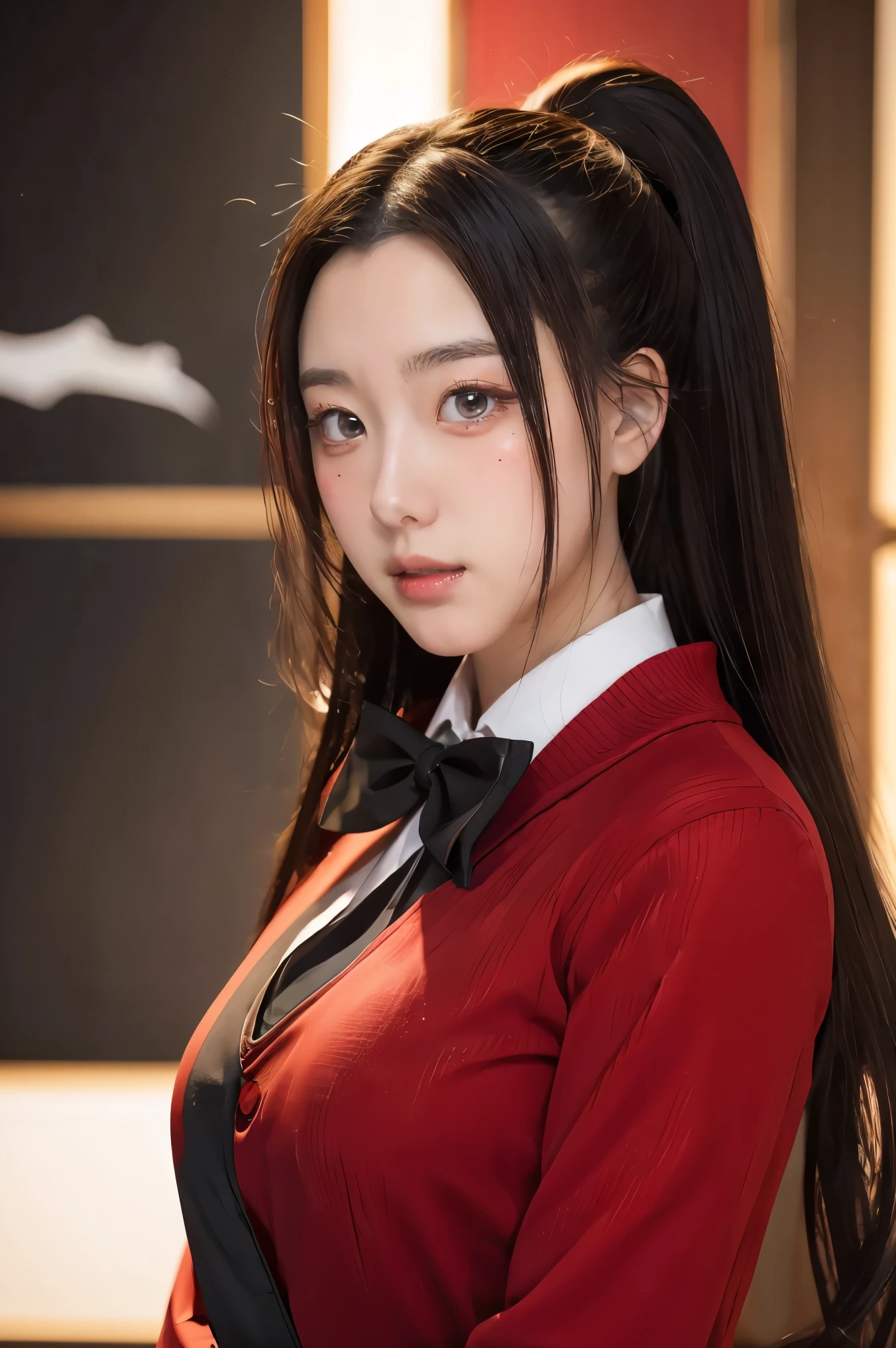 anime girl in red shirt and black tie posing for a picture, by Yang J, extremely detailed artgerm, rin tohsaka, artgerm jsc, artwork in the style of guweiz, beautiful digital artwork, artgerm. high detail, range murata and artgerm, style artgerm, ig model | artgerm