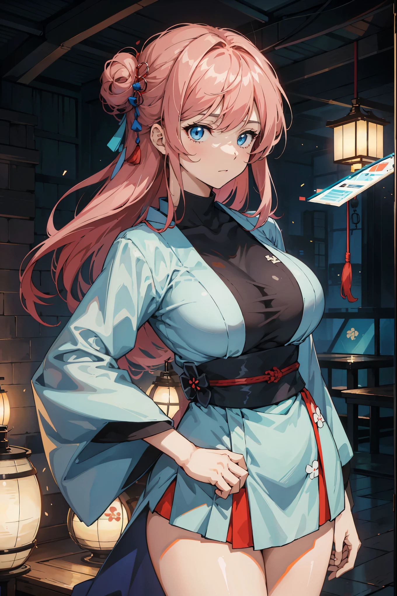 Fraction_9, Fraction_8_up, Fraction_7_up, Fraction_6_Direction_5_Direction_4_up, (source_Japanese cartoons), 1 Girl, Huge breasts, Medium Length Hair, blue eyes,