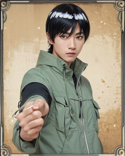 1boy, might guy, black hair, realistic, ninja
