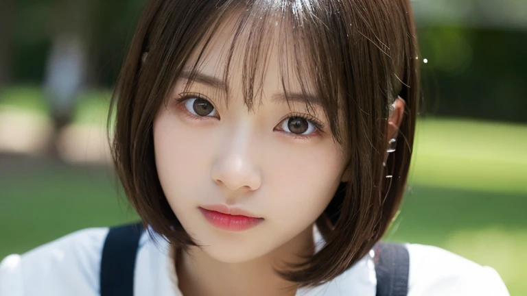 (Bob Cut Hair:1.2),(Wearing school uniform:1.2),1 girl,Japanese,21 years old,(Small breasts:1.3),(highest quality,masterpiece:1.3,超A high resolution,),(Ultra-detailed,Caustics),(Photorealistic:1.4,RAW shooting,)Ultra-Realistic Capture,Very detailed,High resolution 16K human skin close-up。 Natural skin texture、,Pores、、It needs to be detailed enough to be easily identifiable。 Skin should be even-toned and healthy looking。 Use natural light and colour, Sad expression, Looking at the camera, Perfect dynamic composition, Outdoor