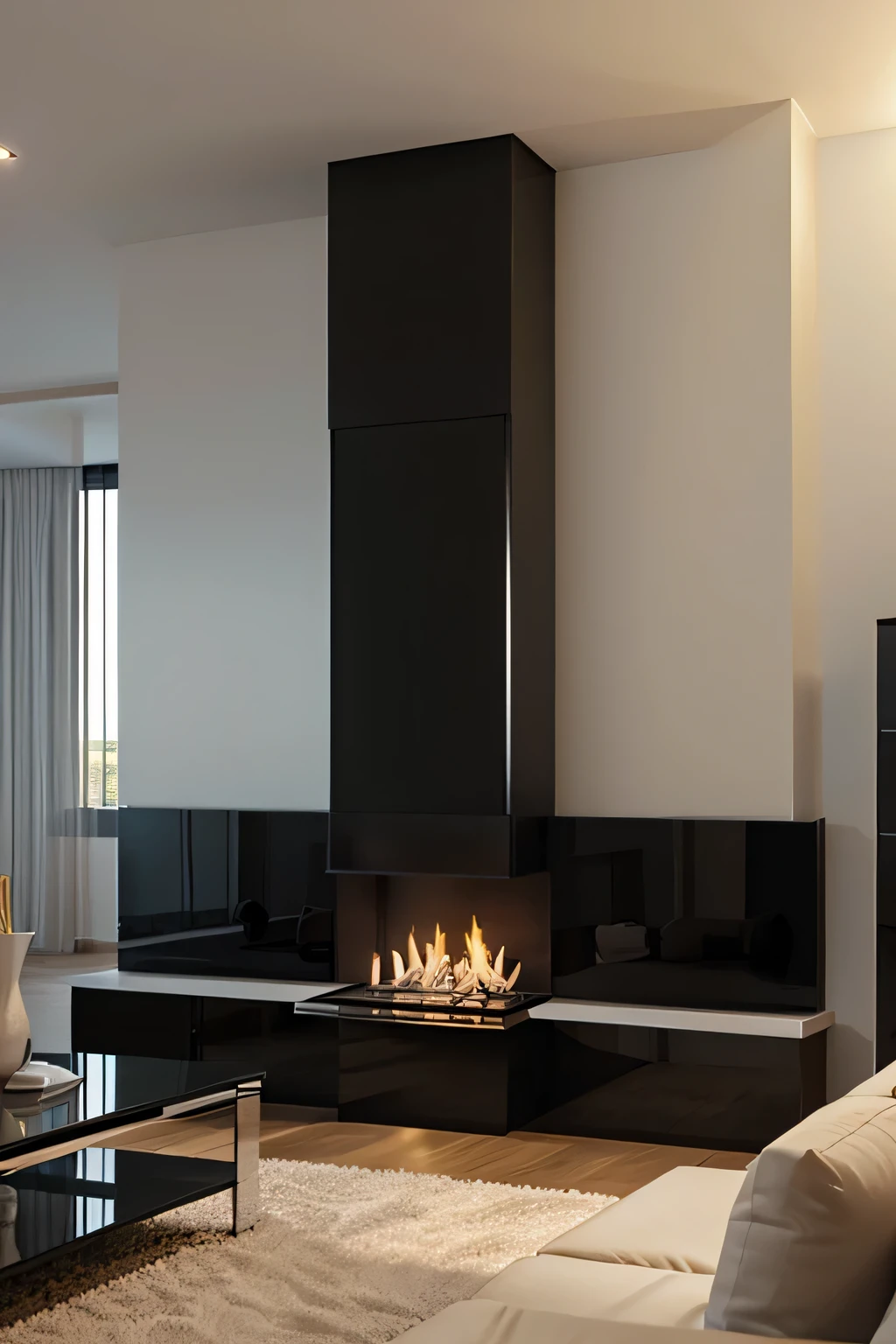 Professional 3d architecture rendering design of modern and minimal fireplace