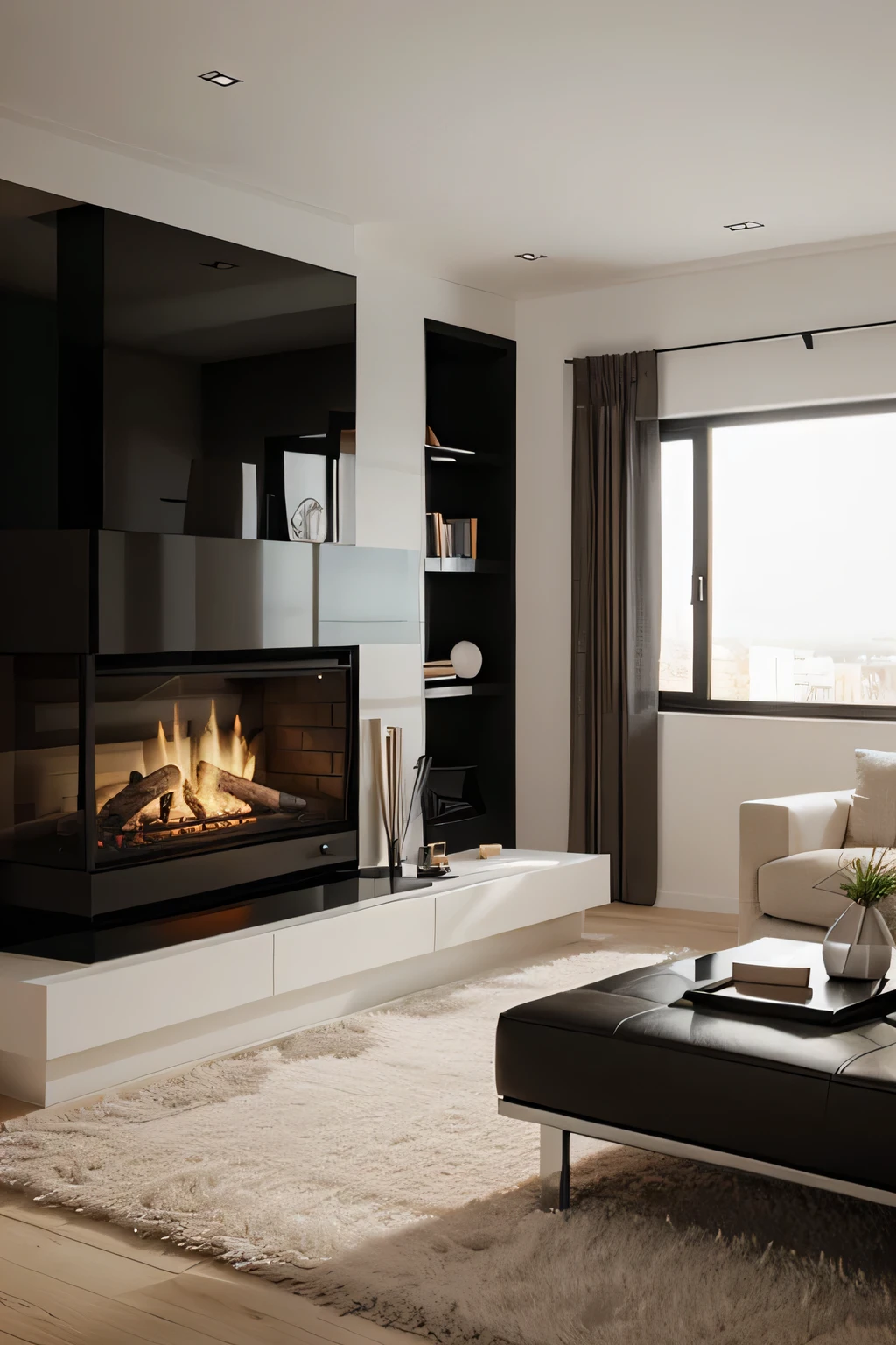 Professional 3d architecture rendering design of modern and minimal fireplace