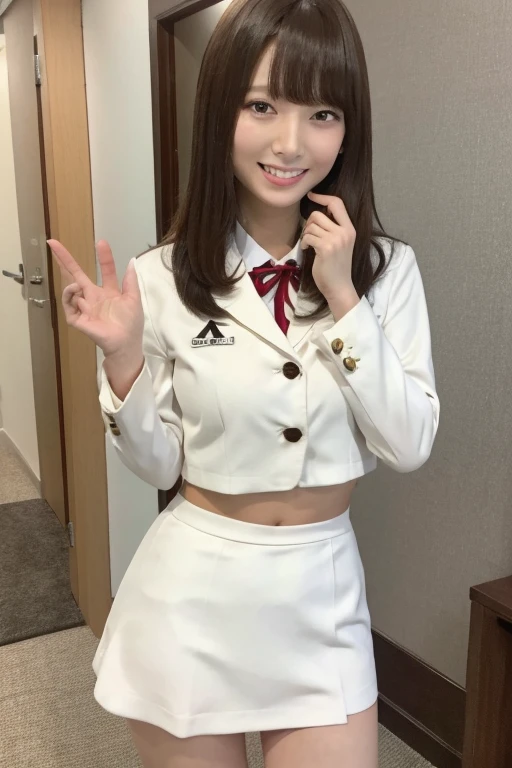 Gravure idol pose Hotel uniform White clothes high resolution Not too small bust Black Mini Skirt Skirts should be shortened