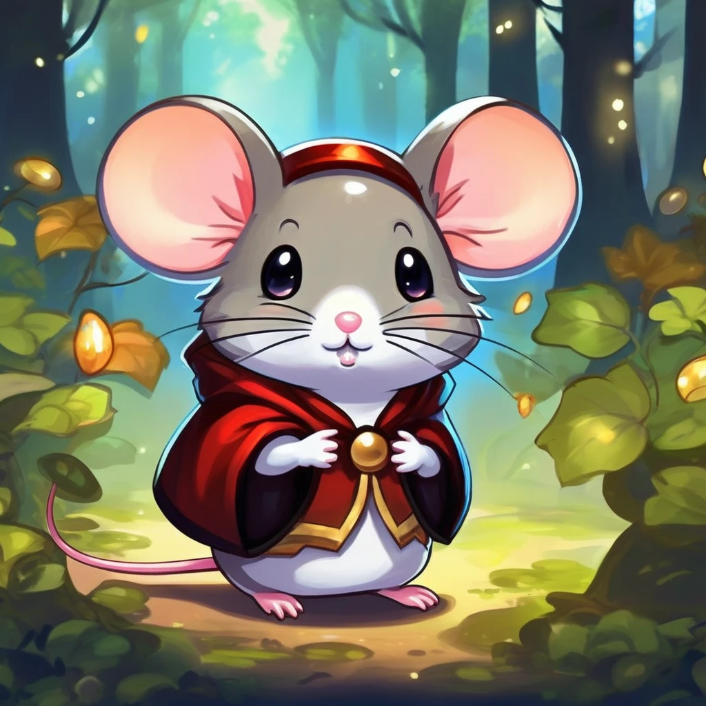 A little mouse standing, , Cute digital art, , MapleStory Mouse, Cute mouse Pokémon, Cute forest creatures, Fantasy painting，Lovely, Magic concept art, Epic Concept Art. Bokeh, Anthropomorphic mouse