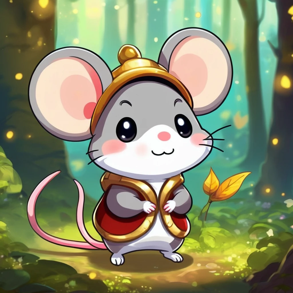 A little mouse standing, , Cute digital art, , MapleStory Mouse, Cute mouse Pokémon, Cute forest creatures, Fantasy painting，Lovely, Magic concept art, Epic Concept Art. Bokeh, Anthropomorphic mouse