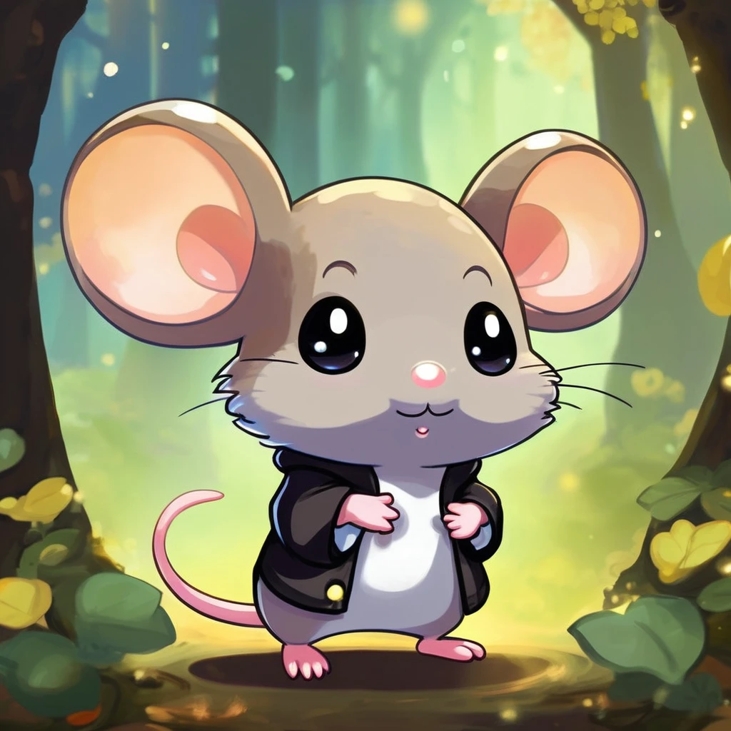 A little mouse standing, , Cute digital art, , MapleStory Mouse, Cute mouse Pokémon, Cute forest creatures, Fantasy painting，Lovely, Magic concept art, Epic Concept Art. Bokeh, Anthropomorphic mouse