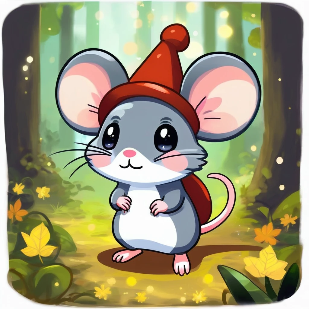 A little mouse standing, , Cute digital art, , MapleStory Mouse, Cute mouse Pokémon, Cute forest creatures, Fantasy painting，Lovely, Magic concept art, Epic Concept Art. Bokeh, Anthropomorphic mouse