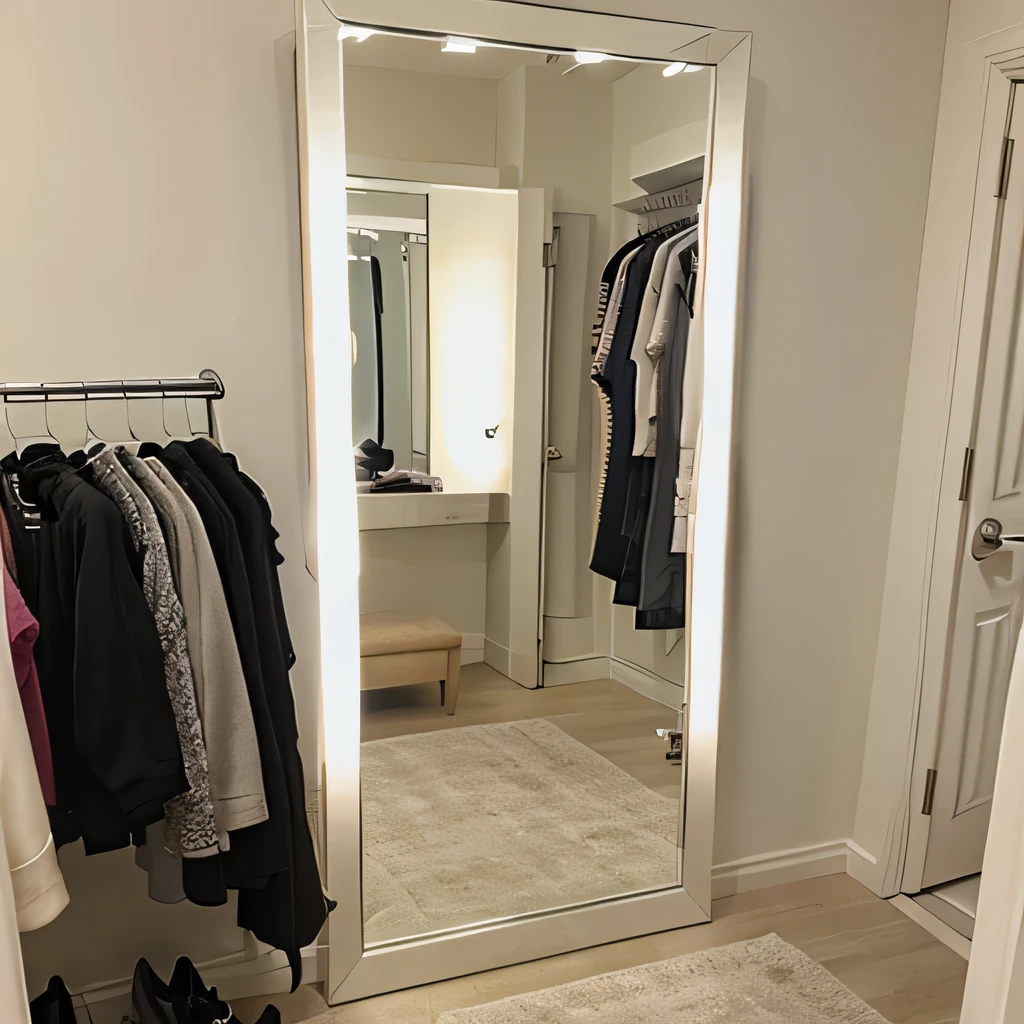 Mirror in a fitting room in a clothing store
