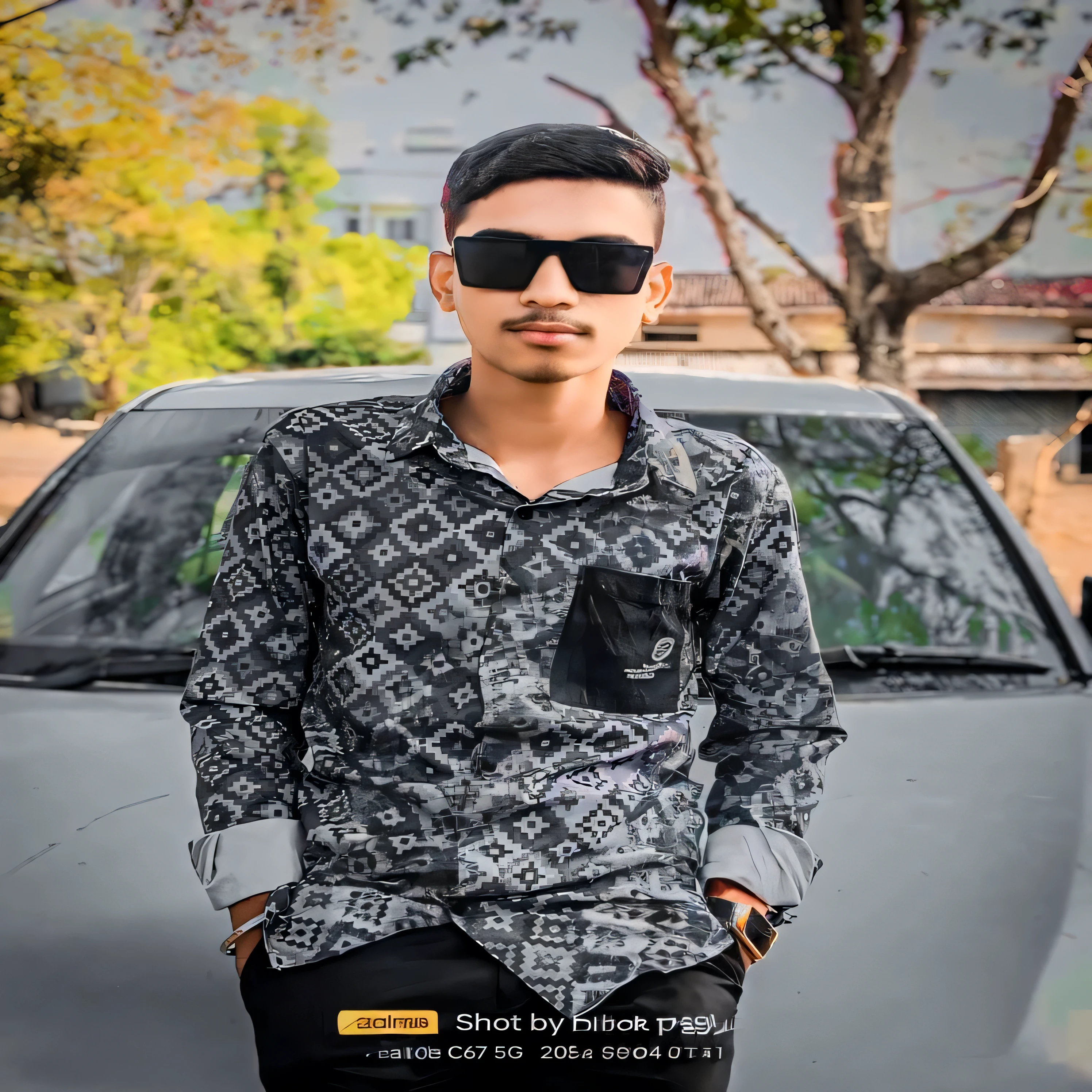 arafed man in sunglasses standing in front of a car, mohamed chahin style, casual photography, jayison devadas style, shot on nikon z9, with lovely look, riyahd cassiem, nivanh chanthara, stylish pose, candid picture, with accurate face, teenage boy, with sunglass, shot on sony a 7