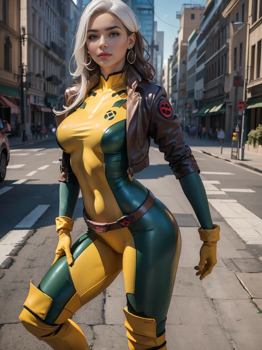 (melhor qualidade,4k,8K,high resolution,Obra de arte:1.2),ultra-detalhado,(realista,photorealista,photo-realista:1.37),tiro de corpo inteiro,on its own,x-men,botas amarelas de cano alto,pose de beleza, standing, show feets