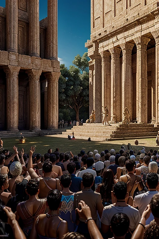 21st century etruscan crowd are dancing and celebrating,,highly detailed, 4k resolution, masterpiece,futuristic temple scenario,digital art


