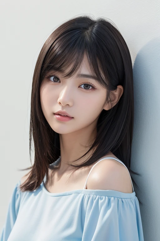See-through tops,camisole、(背景にWhite wall、Some of her hair is sky blue:1.4)、White wall、In front of a white door、(窓のあるWhite wallの部屋)、((highest quality、8k、masterpiece:1.3))、Ultra-high resolution、(photoGenuineistic:1.4)、RAW Photos、Japanese,(face)、Genuine、Photographed in natural light、Highly detailed face and skin texture、Highly detailed lips、The correct state of the human body、Medium Hair、Black Hair、Various poses、Natural color lip