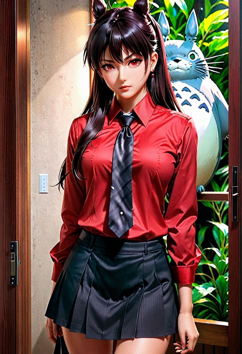 anime girl in red shirt and black tie posing for a picture, by Yang J, extremely detailed artgerm, rin tohsaka, artgerm jsc, artwork in the style of guweiz, beautiful digital artwork, artgerm. high detail, range murata and artgerm, style artgerm, ig model | artgermTentacleHorrorAI Cidade Antiga TOTORO