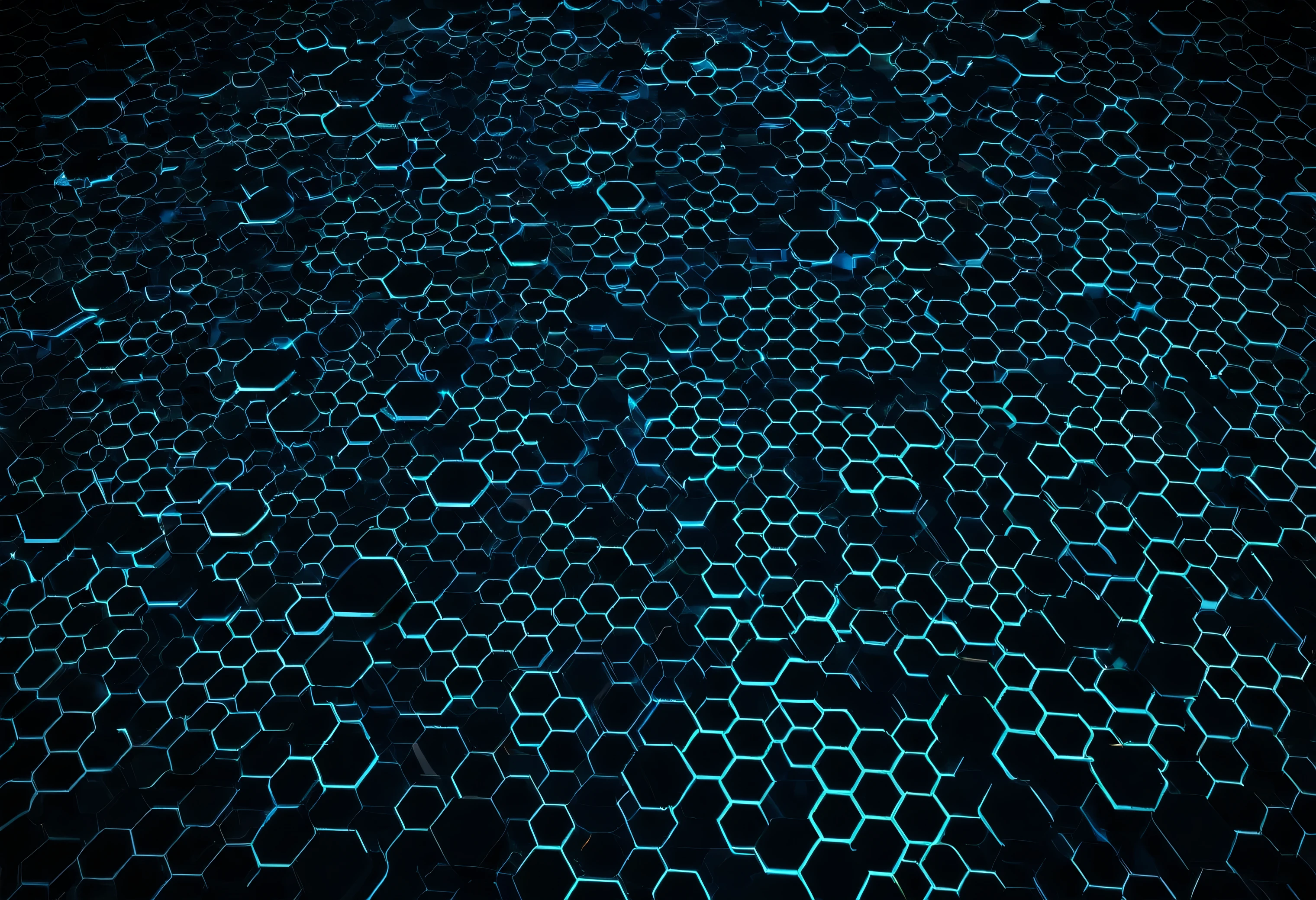 Geometric hi-tech patterns with interconnected hexagons and glowing elements, forming a sophisticated and intricate digital background design