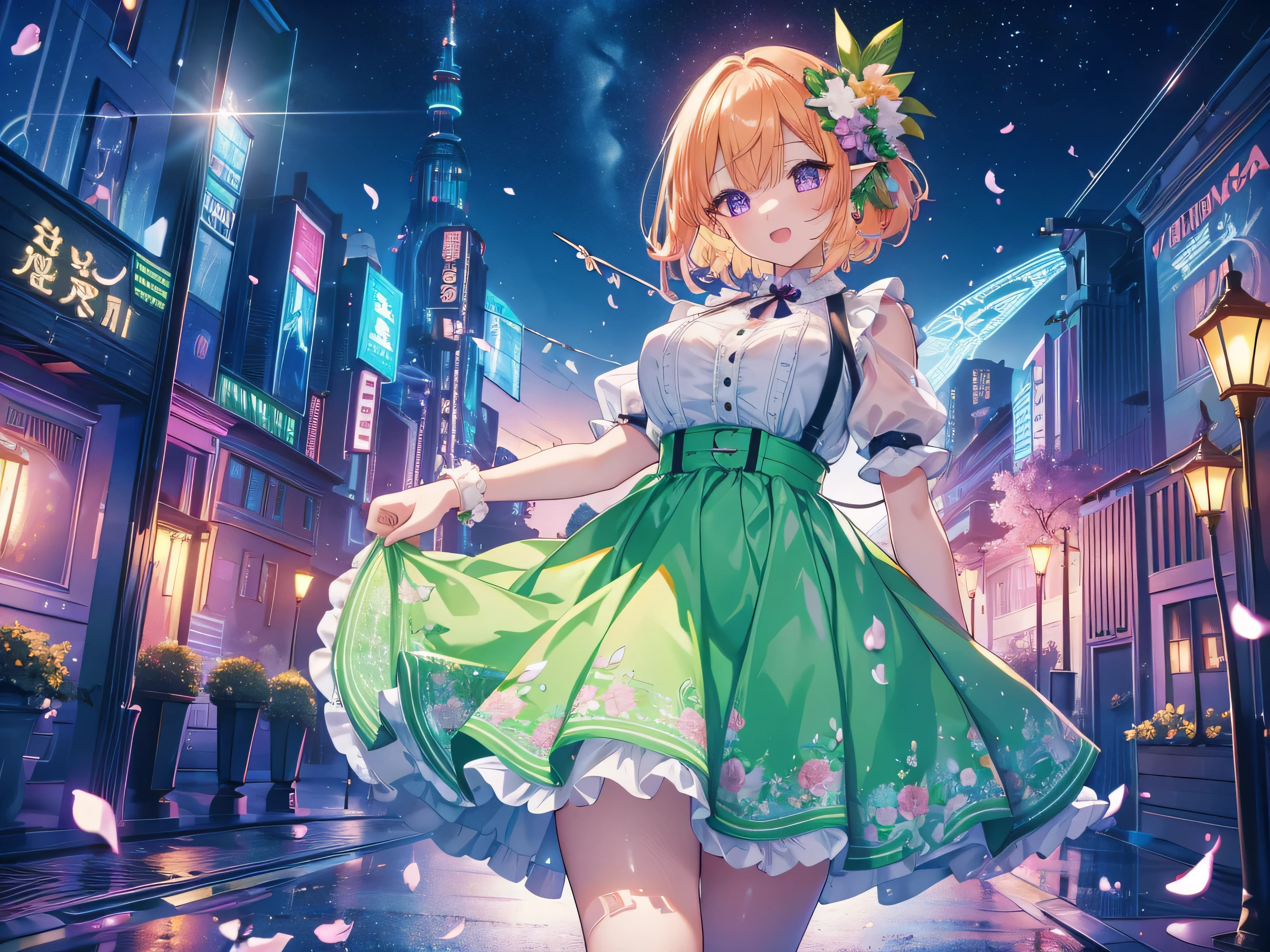 Love game opening, {{{One Girl}}}, Elf Ears, Beautiful detailed girl, Game CG, Spring flower, 1 outer curl, Short Bob Hair, Pastel orange hair, Purple eyes,Stylish accessories solo, breast enhancement, Medium Shoot, woman, Take-out, Laughter, huge ,,Checkered pastel green flared skirt,Black Knee High, {{{{{Wearing a pastel green dress}}}}},Open your mouth, Daytime Classroom, wonderful, Beautiful fine details, highest quality, Very delicate,Masseter muscle area,highest quality,(Official Art、highest quality、Unity 8k wallpaper、32k、masterpiece、Ultra-detailed、超A high resolution、Realistic、Photorealistic:1.2)、(Cinema Lighting:1.2)、Fire Glow Effect、The most grainy shadows on the film、Side light、Side Shot、(Ultra-detailed and intricate 3D rendering)、Open Mouth Smile, All fours pose