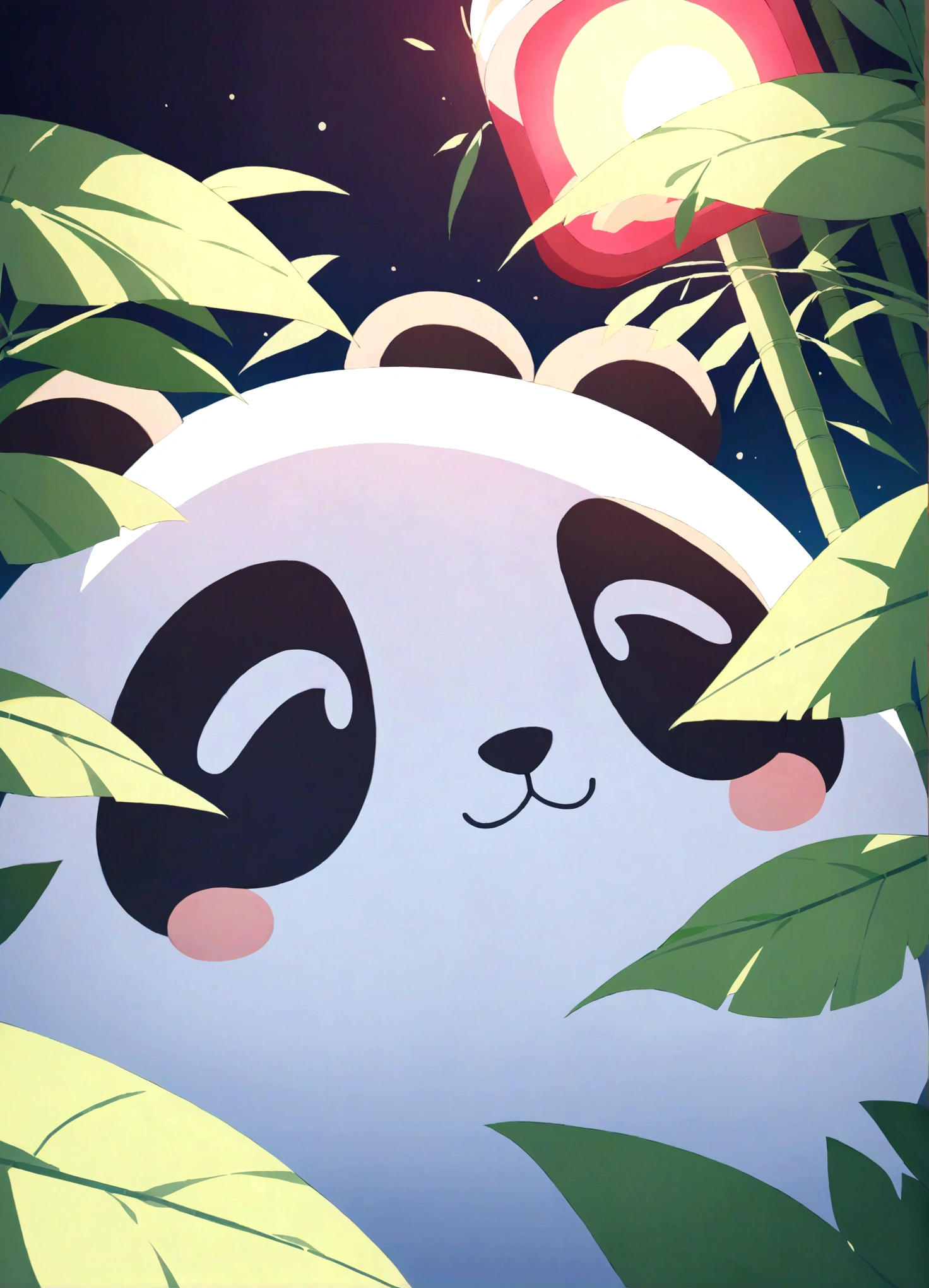 A panda-shaped rice dumpling,Made of glutinous rice,Cute expression,The lower body is wrapped in zong leaves,Head sticking out of the bamboo leaves,Equally spaced,Cartoon Style,Macro lens,Studio light,Bold color scheme