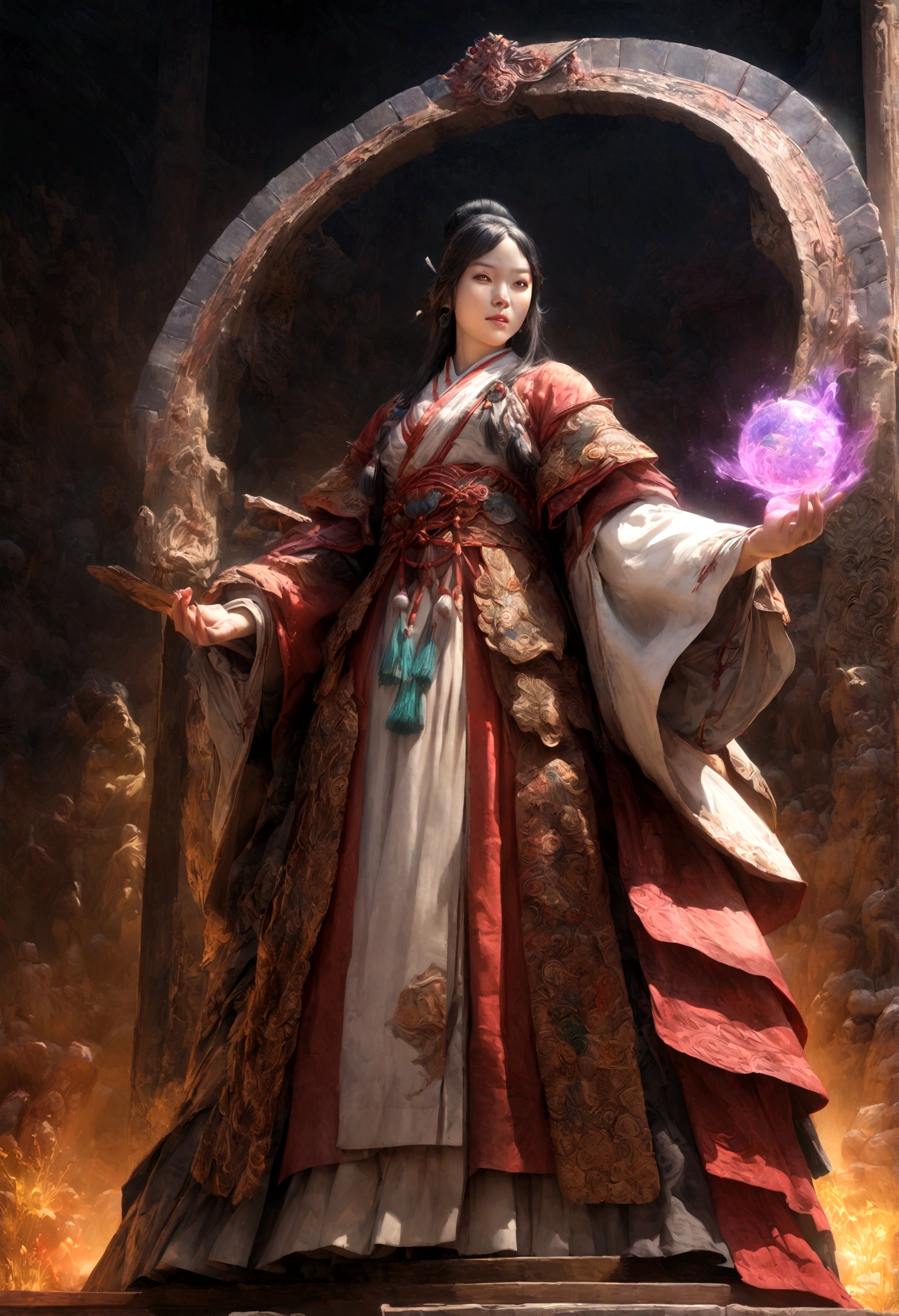 lao jun playing mobile game on immortal platform, detailed traditional chinese immortal figure, detailed beautiful ornate traditional clothing, intricate detailed background, highly detailed, photorealistic, 8k, hyper detailed, masterpiece, extremely detailed, cinematic lighting, vibrant colors, dramatic lighting, epic fantasy, digital art, concept art