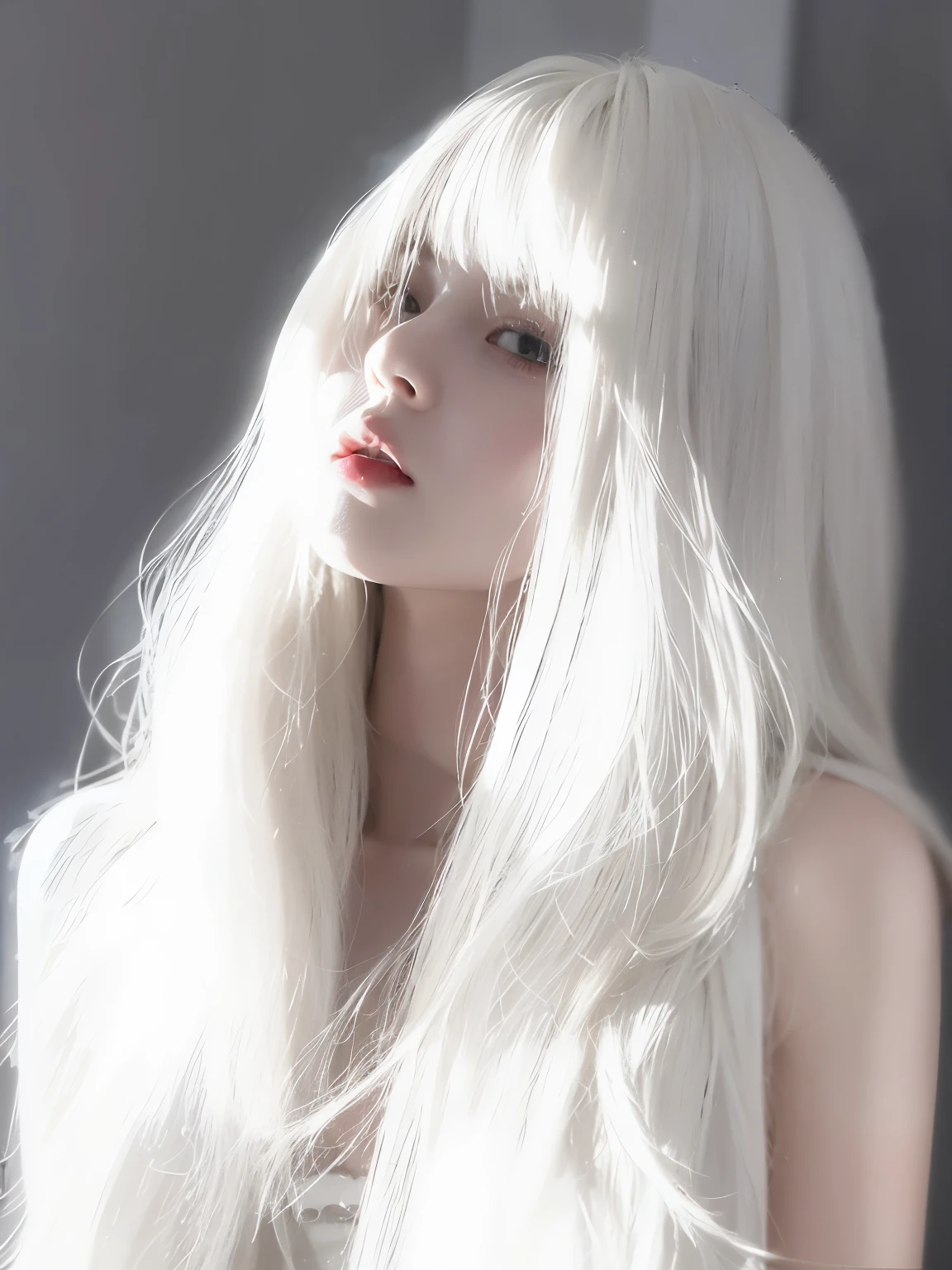 masterpiece, best quality, White hair girl,Side-to-side lens,Qi bangs hair,19 years old,Chinese Princess,Sweet girl,a girl,Exquisite facial features,