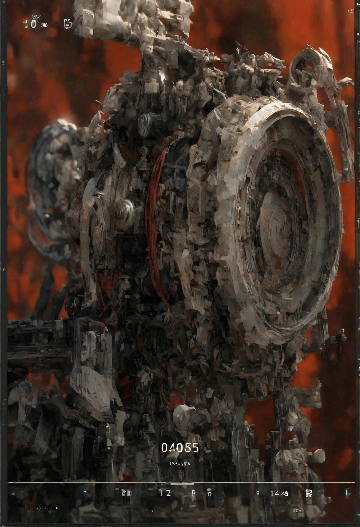 close-up of sound wave on red background, rendered, Heavy JPEG artifact blurry, timestamp, rendered in 4 k, random background scene, screenshot, rendered art, no depth of field, the title of the book is visible, Full object in the middle, рендерить в re engine, Renderer, very short depth of field, Heavy JPEG artifact, [ forgetful ]