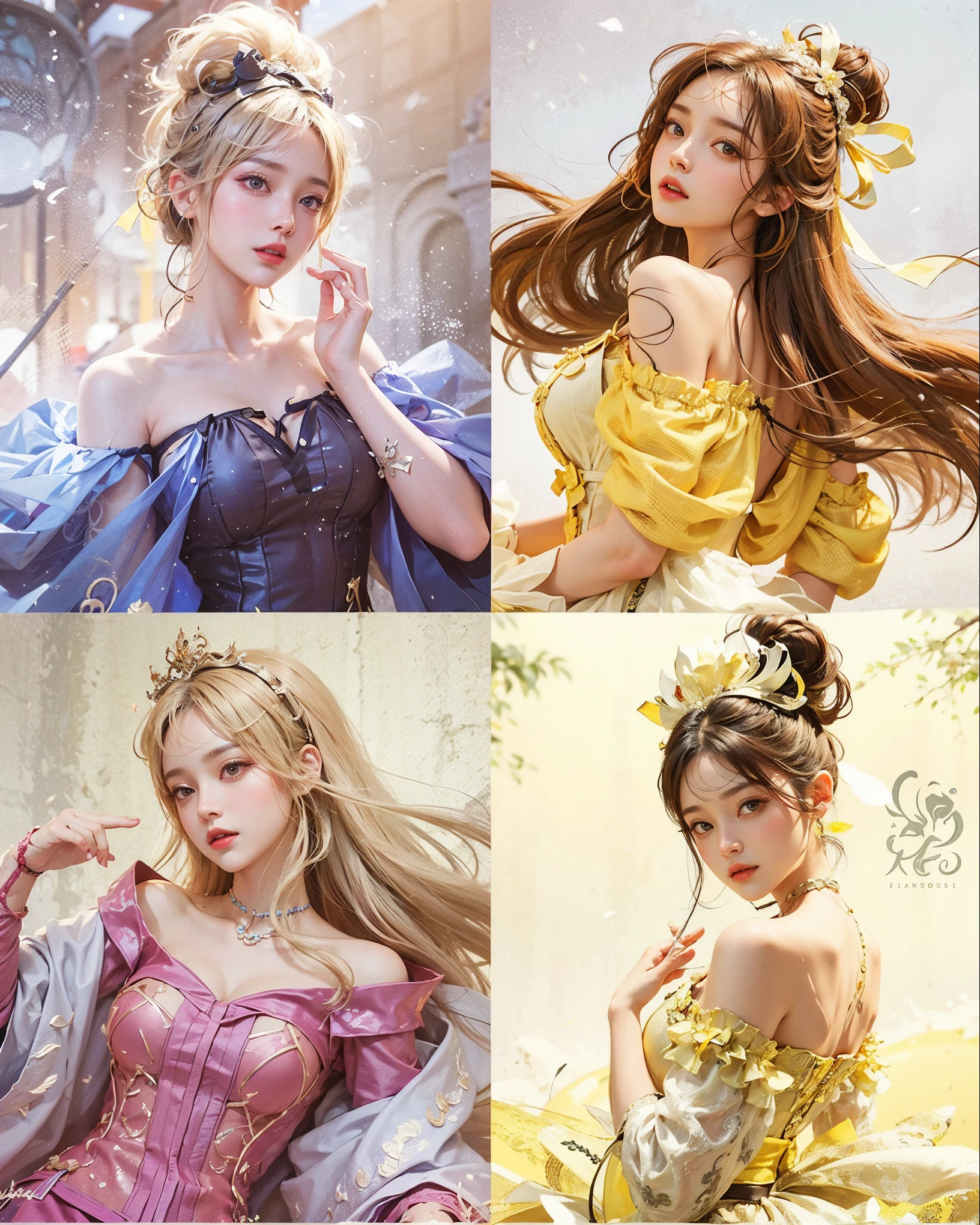 a close up of a 4 girls , white and black hair , big booobs , shadowbringers cinematic, 4 k detail fantasy, a beautiful fantasy empress, game cg, xianxia fantasy, xianxia hero, 2. 5 d cgi anime fantasy artwork, cinematic goddess close shot, ruan jia and artgerm, wow 4 k detail fantasy, hyperdetailed fantasy character