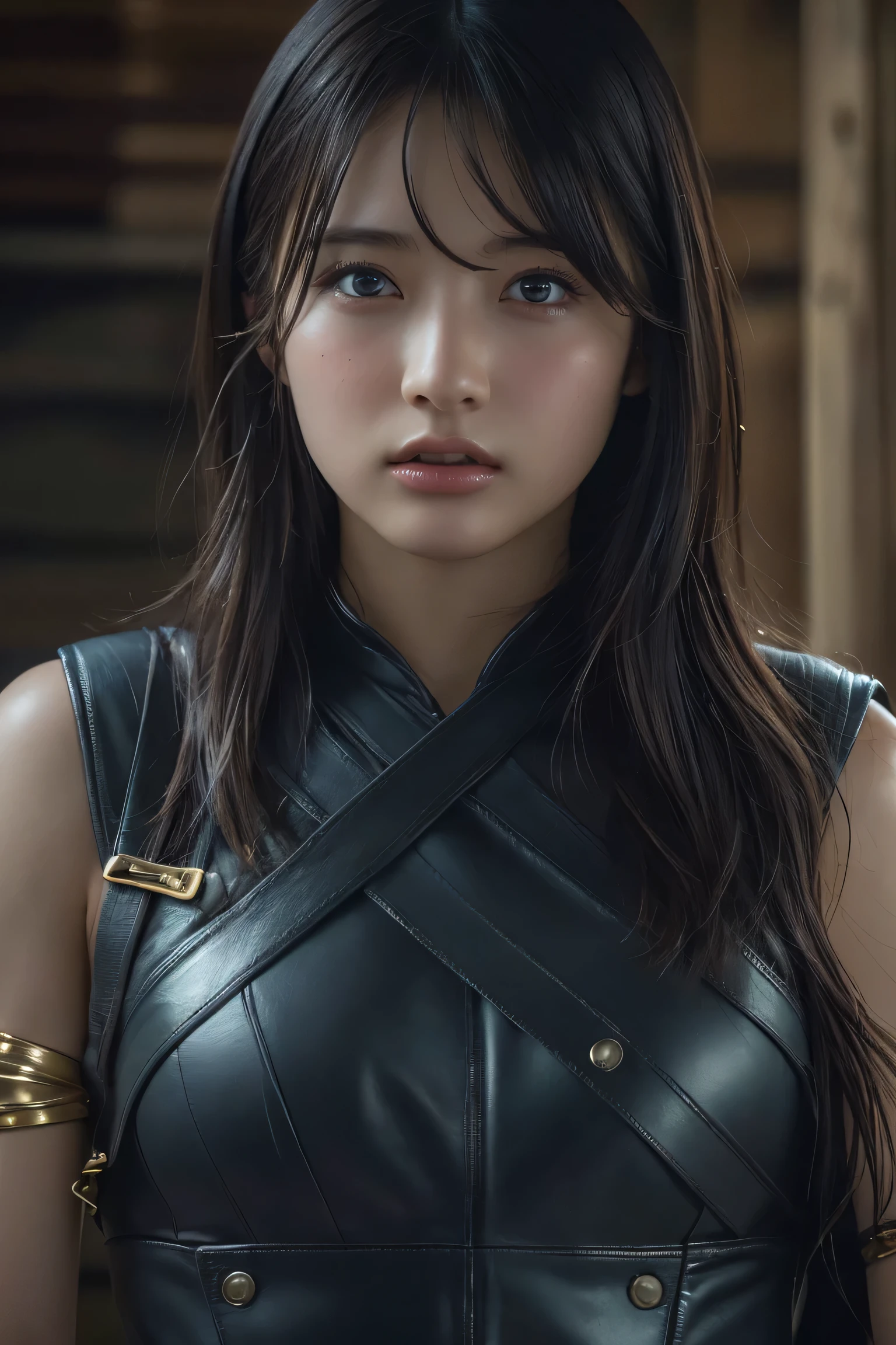 (Highly detailed CG Unity 16k wallpaper:1.1), (Noise reduction strength: 1.45), (masterpiece:1.37), Game Style, Warrior Princess Xena, Hyper HD, Dark fantasy, Ready to attack,