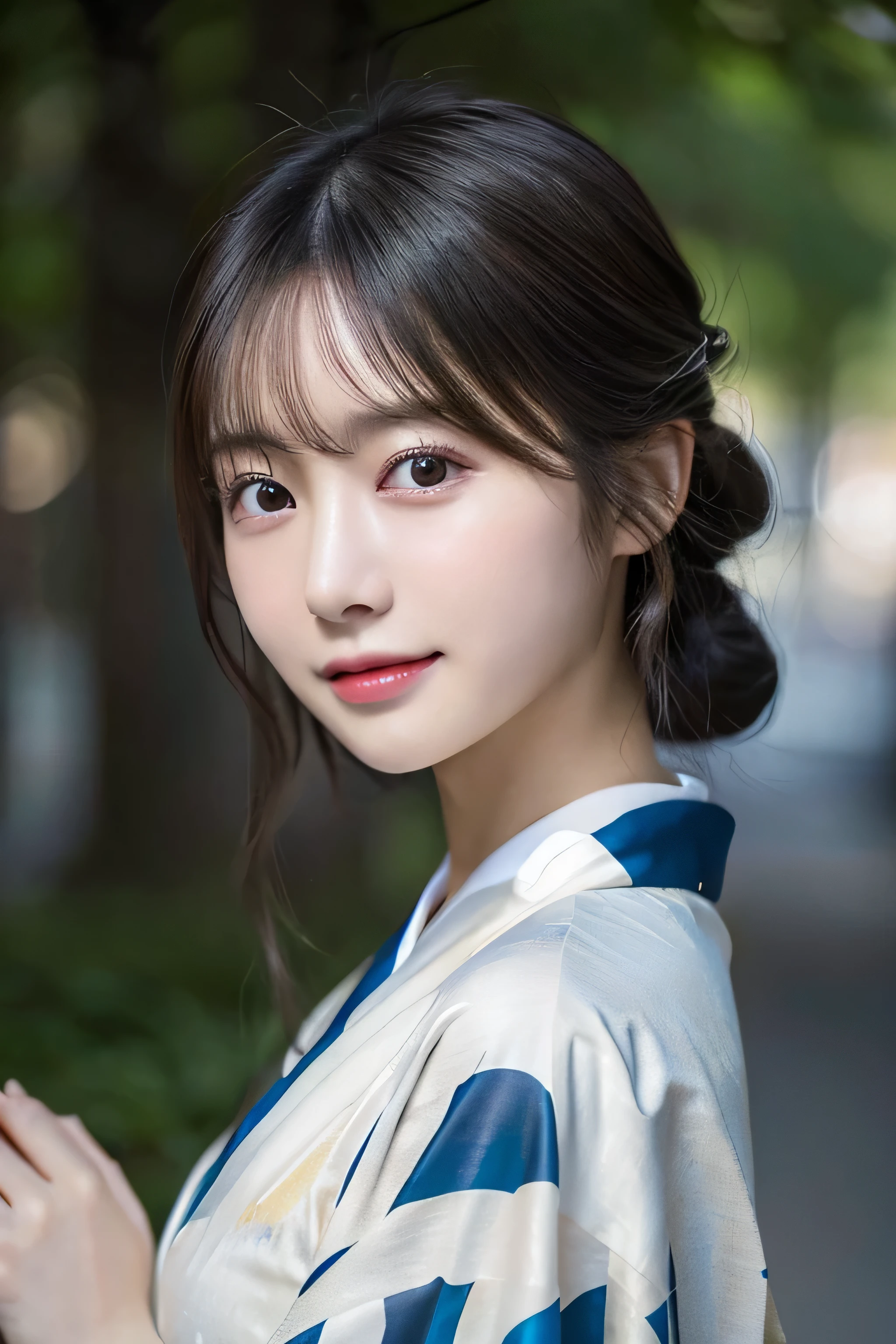 (Kimono)、((35 year old))、randome pose、(top-quality,masterpiece:1.3,超A high resolution,),(ultra-detailliert,Caustics),(Photorealsitic:1.4,RAW shooting,)Ultra-realistic capture,A highly detailed,High resolution 16K human skin closeup、 Skin texture is natural、、The skin looks healthy with an even tone、 Use natural light and color,1 girl,japanes,,kawaii,A dark-haired,Middle hair,,smil,,(depth of fields、chromatic abberation、、Wide range of lighting、Natural Shading、)、