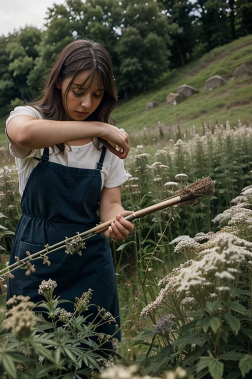 A scene of mugwort being harvested