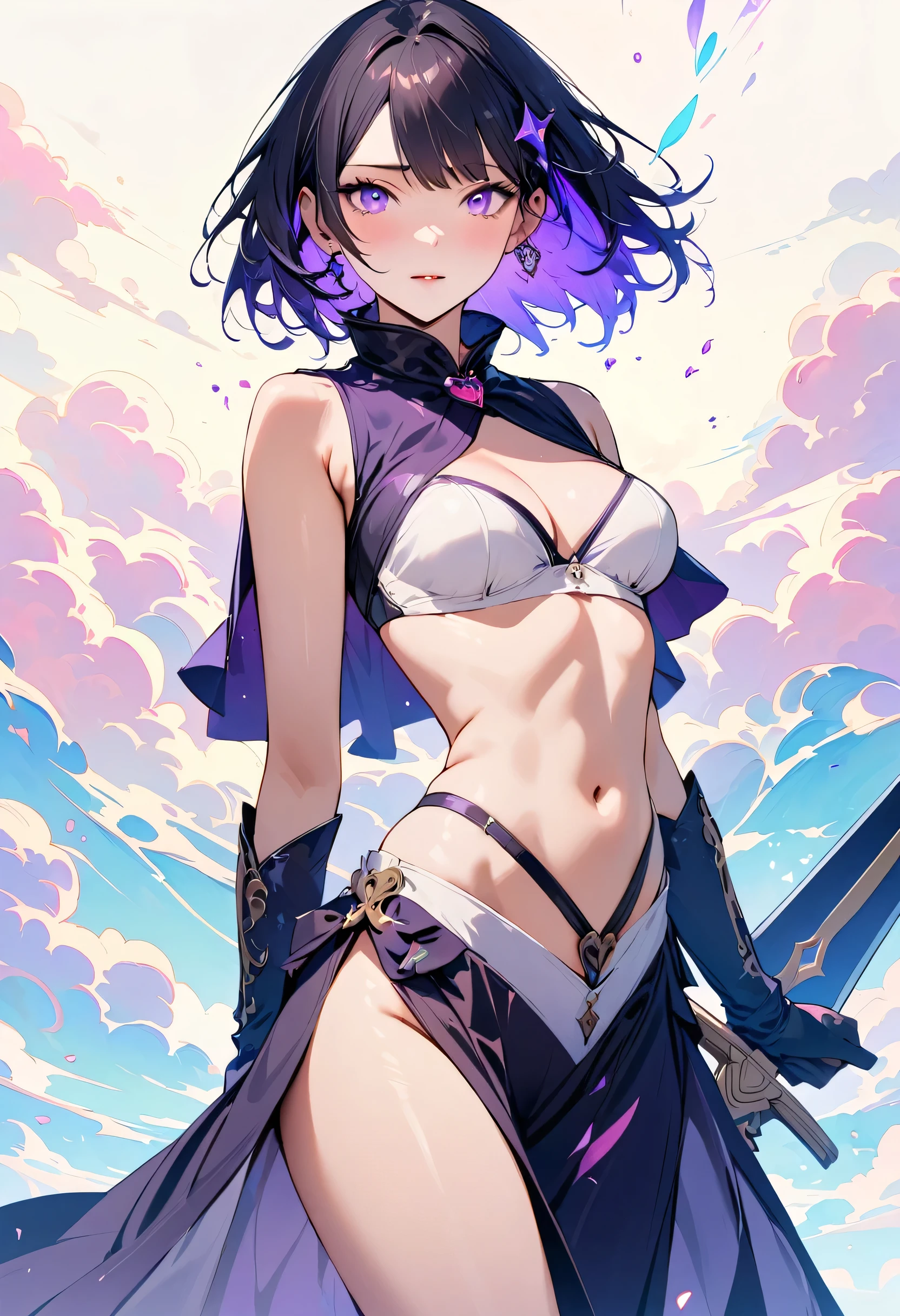 masterpiece, highest quality, Illustrations for novels, High resolution, 18+ Adult content, Sensual, Intimate, Emotional, Passionate, romantic, sweet, Adorable, Innocent, Pure, Fascinating, Fascinating, attractive, Mysterious, Fascinating, Fascinating, Immersive, Fascinating, dream-like, Surreal, Imaginative, Whimsical, artistic, Avant-garde, timeless, elegant, Sophisticated, chic, Sophisticated, Individuality, original, Fascinating,(Female Warrior:1.3),Swordsman、Holy sword、Large sword