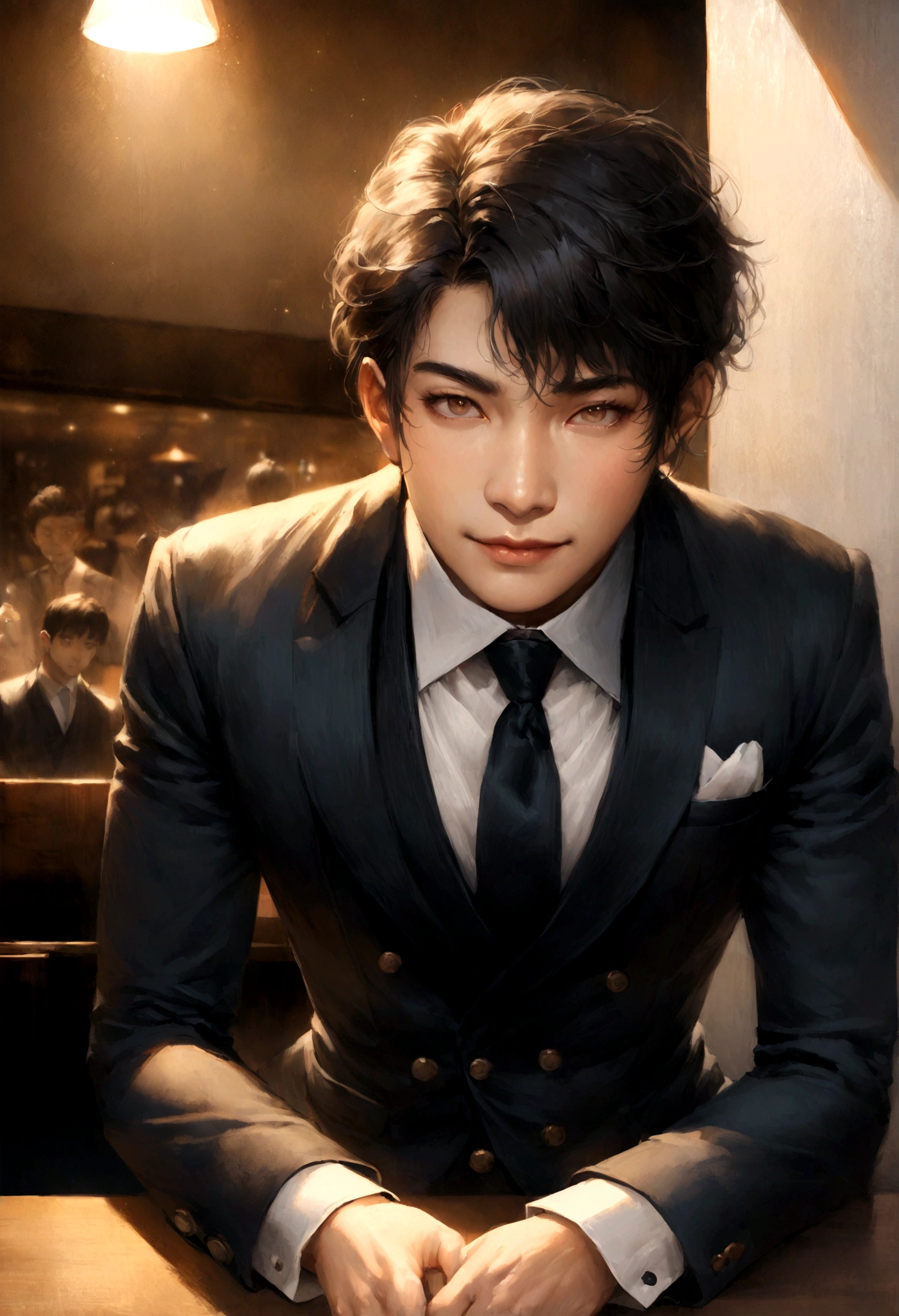 
Japanese Asian Man, 7:3 parting hair,Short Hair,Hair is long enough not to cover the ears,スーツにtieと着用 フィット感と素晴らしい姿勢, Wearing a suit, asian boy, Sparkling style, (((Realistic))), (Super original), field, Sitting in a cafe waiting, Pose in front of the camera, Height 180cm, Weight 69kg, Dashing, good looking, aggressive, elegant, rich, Influencer, Stay calm and focused, smile, Ultra-detailed, Soft Light, model facing forward, Sunlit, No wrinkles, Focused Expression,The eyes are double,(((とてもRealistic))),((highest quality)),(High resolution),(Detailed face),Shohei Ohtani 50%,Ryunosuke Kamiki 30%,(((Real skin type))),Attention to detail,1 male,good looking,Sturdy yet sophisticated look,Fair skin with boy-next-door charm,Exact details,Slim fit trousers,tie,22 years old,The suit is navy blue

