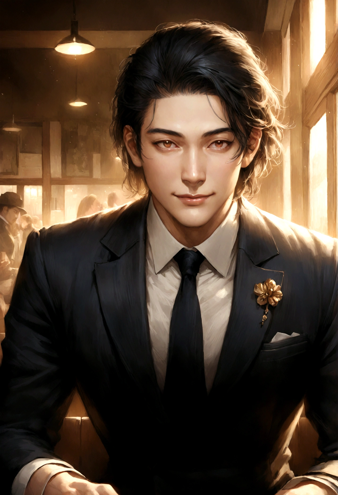 
Japanese Asian Man, 7:3 parting hair,Short Hair,Hair is long enough not to cover the ears,スーツにtieと着用 フィット感と素晴らしい姿勢, Wearing a suit, asian boy, Sparkling style, (((Realistic))), (Super original), field, Sitting in a cafe waiting, Pose in front of the camera, Height 180cm, Weight 69kg, Dashing, good looking, aggressive, elegant, rich, Influencer, Stay calm and focused, smile, Ultra-detailed, Soft Light, model facing forward, Sunlit, No wrinkles, Focused Expression,The eyes are double,(((とてもRealistic))),((highest quality)),(High resolution),(Detailed face),Shohei Ohtani 50%,Ryunosuke Kamiki 30%,(((Real skin type))),Attention to detail,1 male,good looking,Sturdy yet sophisticated look,Fair skin with boy-next-door charm,Exact details,Slim fit trousers,tie,22 years old,The suit is navy blue

