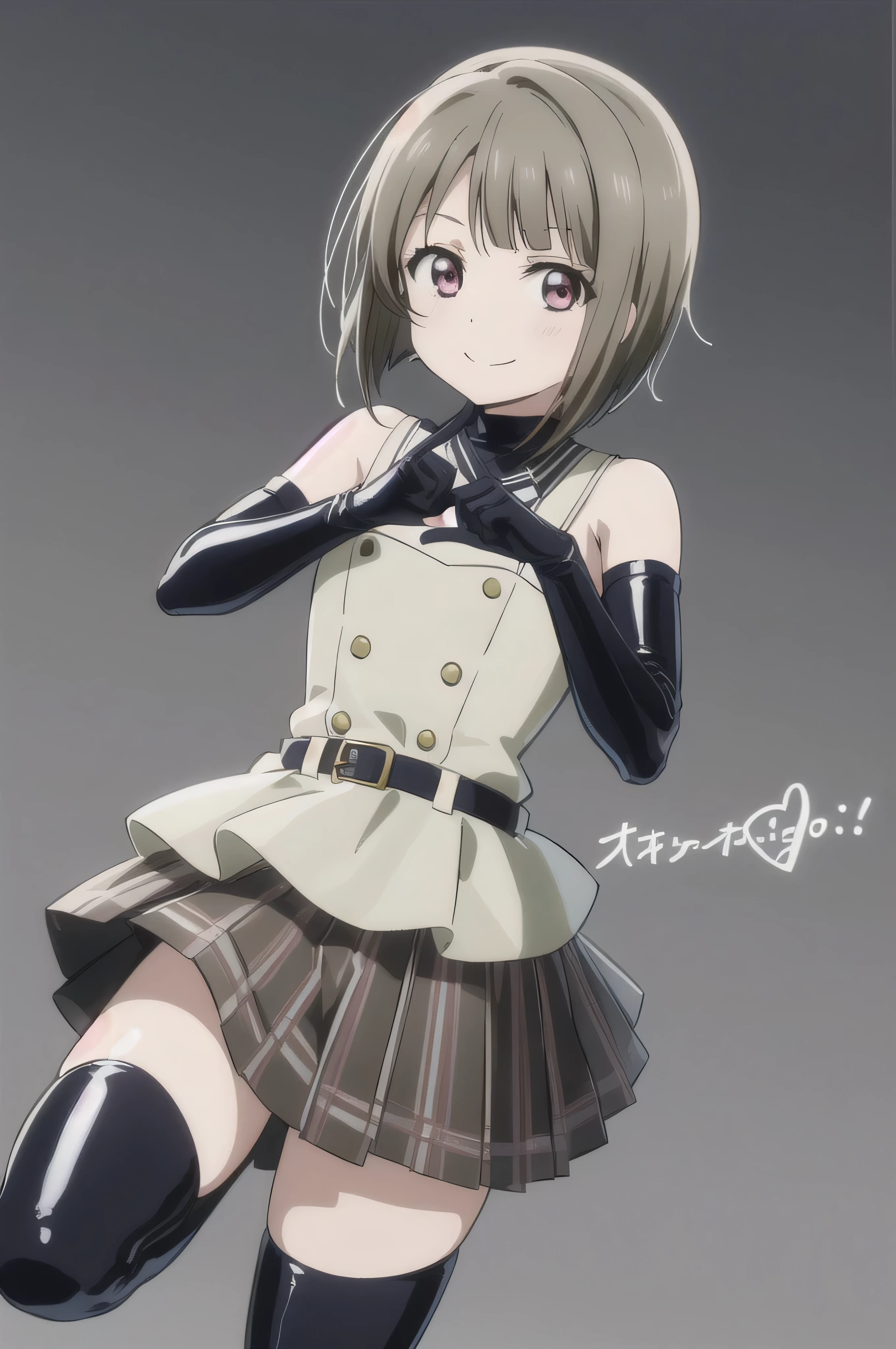 (highest quality, masterpiece:1.2), One girl, alone, cute, View Viewer, , Cowboy Shot
,nakasu kasumi, nijigasaki academy ,smile bad,smile worst,smile evil,evil smile,,shaded face,short hair,two hands,two legs,latex,latex finger,elbow gloves,thighhigh boots,five finger,