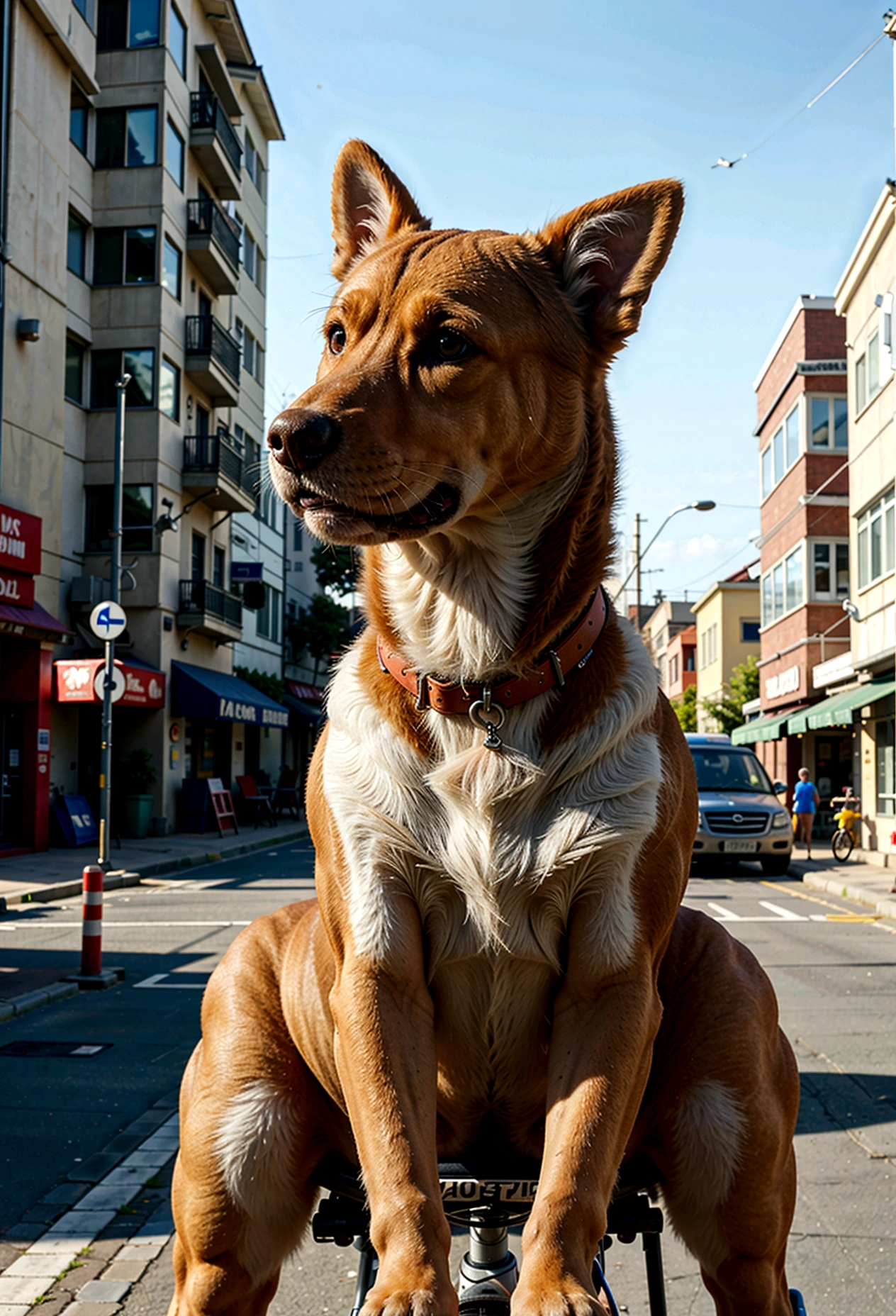 Dog on a bicycle