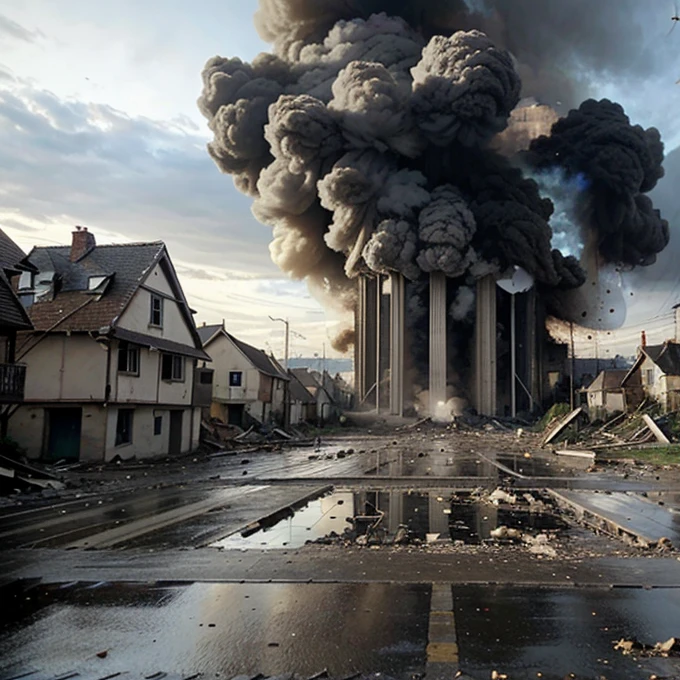 Pictures of houses collapsing, cities exploding everywhere. World War II