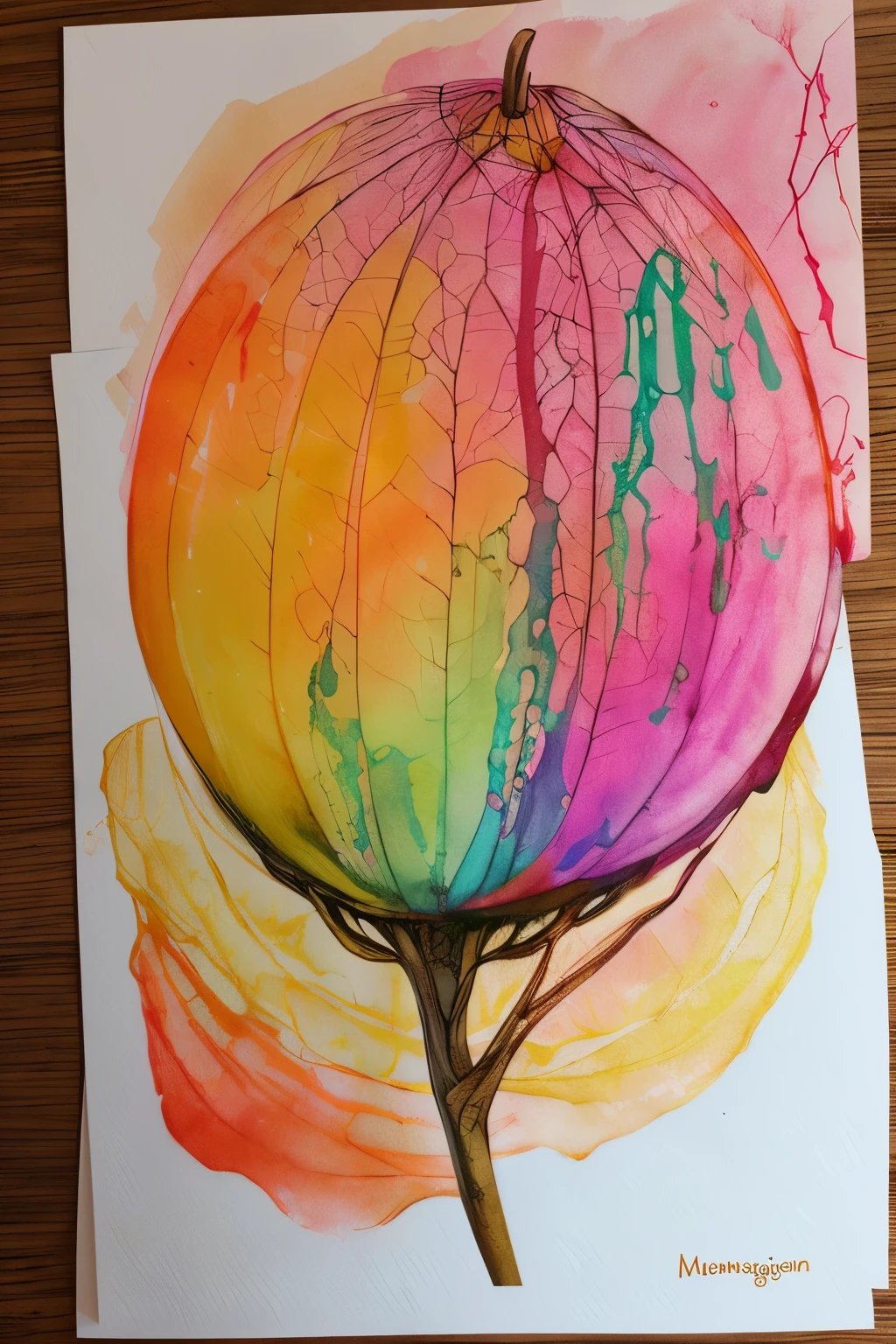 Mangifera indica,pastel colours, ink drips, summer lights