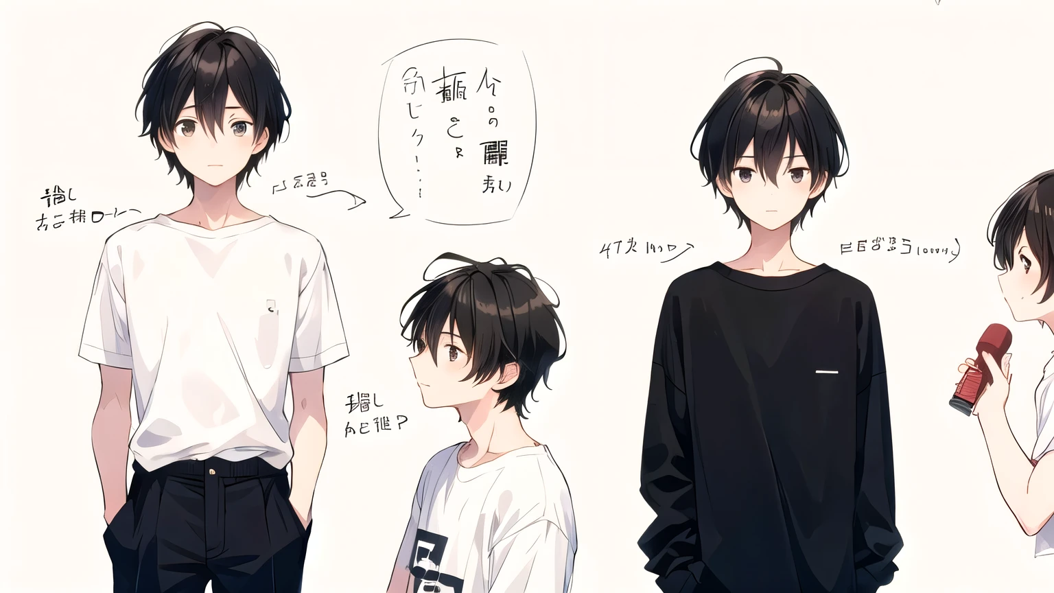 short hair,1 young man、17 years old、Black Hair、whole body