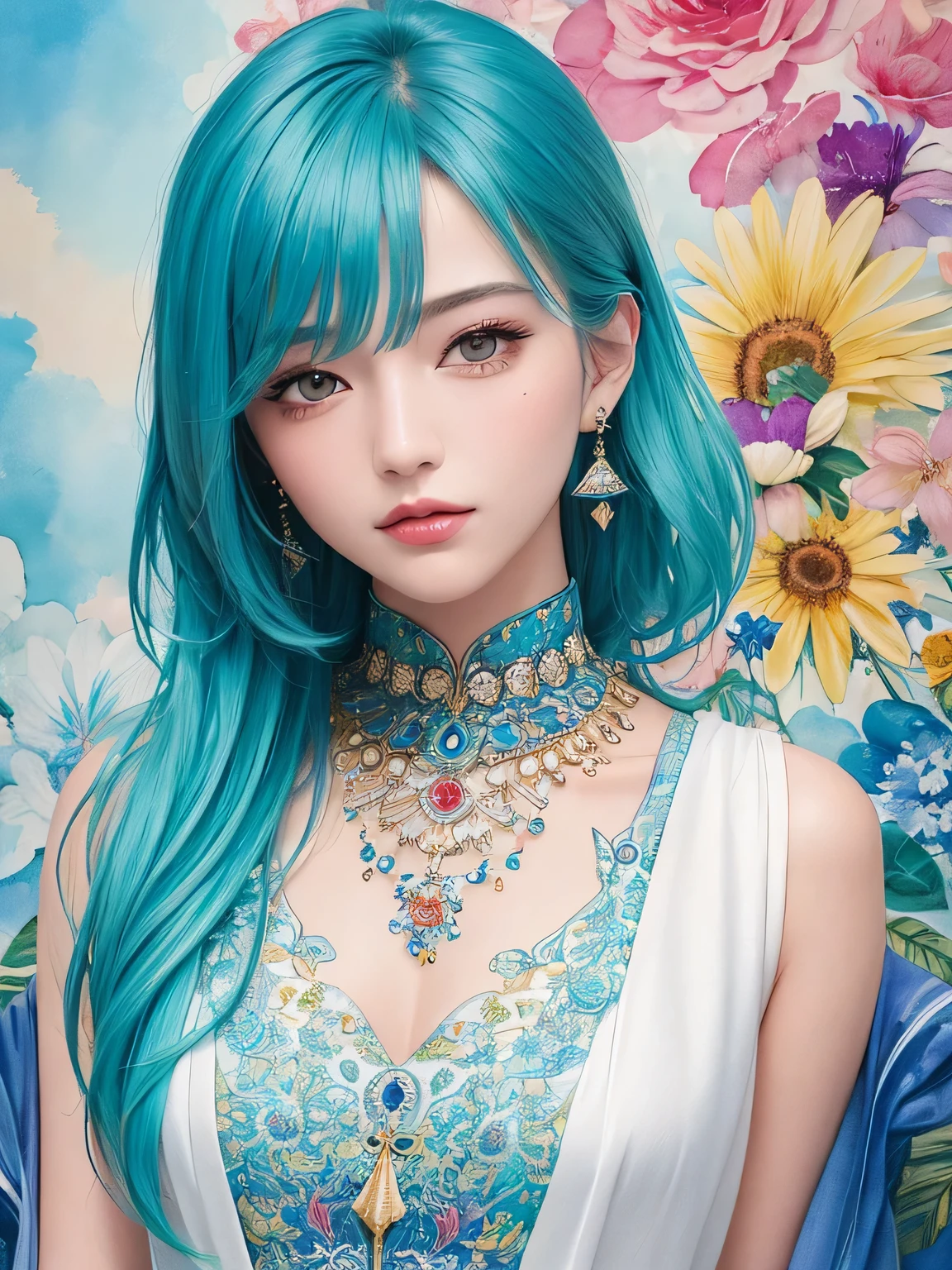 Masayo Style、(((stylish fashion))), 8K Quality、Intense watercolor, Detailed watercolor art, Watercolor splash, Surreal, avant-garde pop art, Beautiful and expressive paintings, Beautiful artwork illustration, Very colorful tones, wonderful, Cool beauty, highest quality、Official Art, Vector art, Stylish design, (((The most beautiful girl))), (((highest quality))), HDR, ((detailed)), (((Doodle Art)), ((masterpiece)), ((Super detailed)), (((Stylish))),