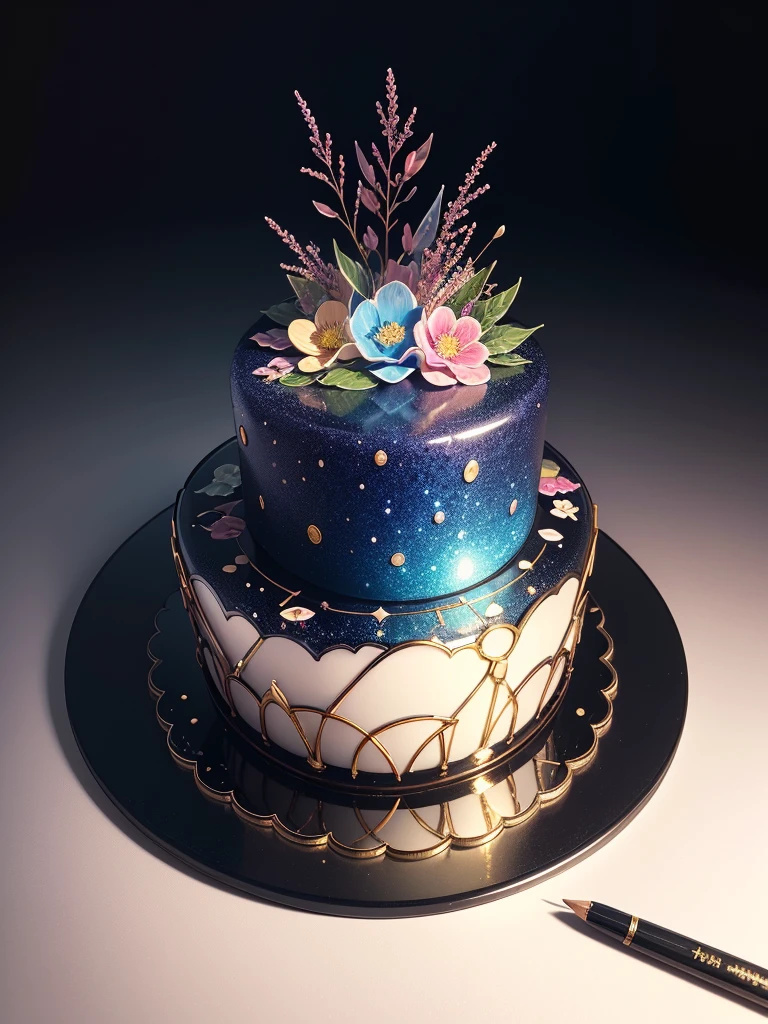 Japanese bento murano glass transparent cake, epoxy resin cake, harlequin sparkling opal cake, masterpiece, professional photo, beautiful, close-up, concept sketch-art, dark botanical, comic book, grunge, digital painting, ink, watercolor, graphite pencil, gel pen, volume, 1024k, clear outline, high resolution, high detailisation, intricate details