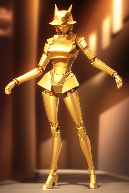 ((highest quality)), ((masterpiece)), (detailed),
 A robot made of gold except for its face, The face is that of a perfect human woman, Beautiful Face, Are standing, Masterpiece, Full Body Shot.,