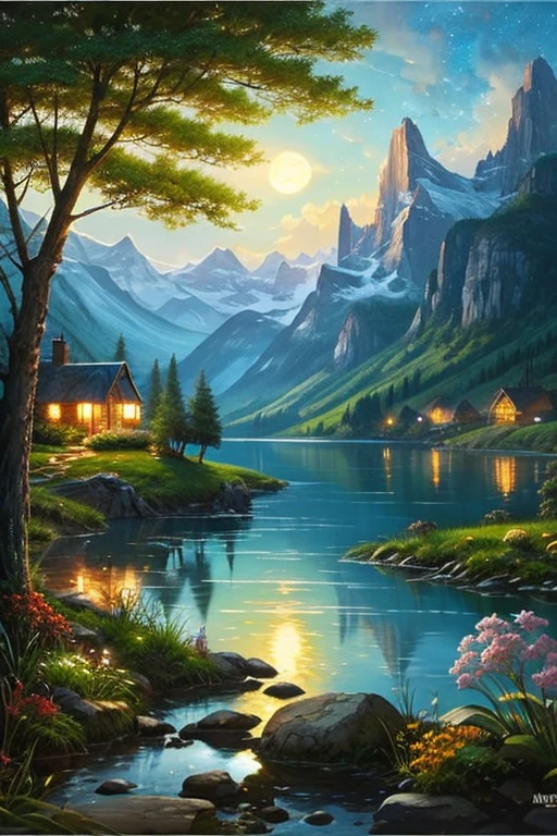 highest quality、Landscape painting、night、nature、Beautiful views