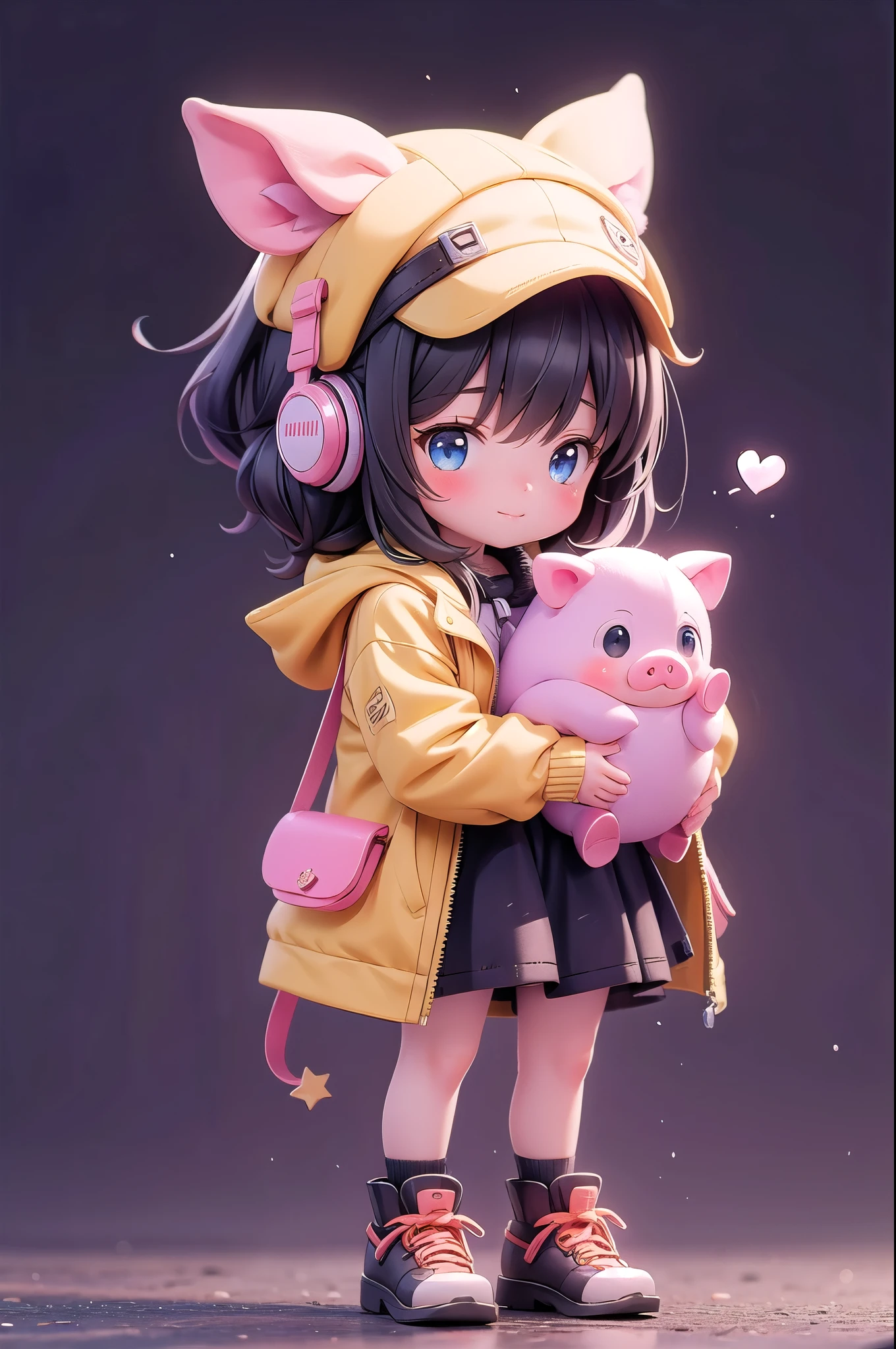 (masterpiece),  1 Girl,  cute little pig