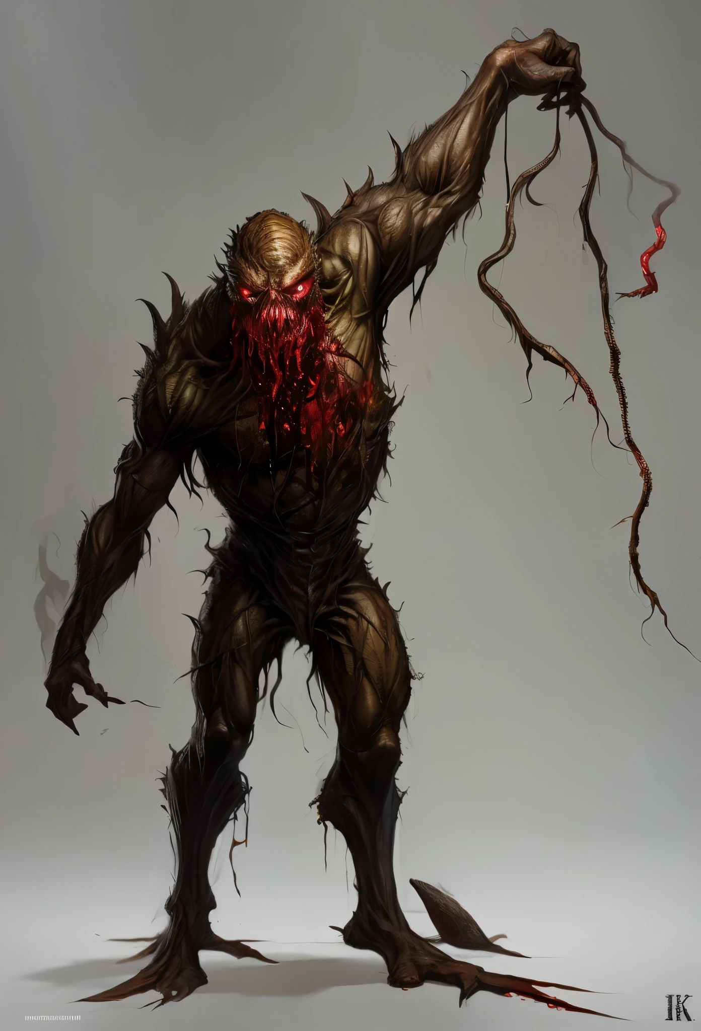 whole body、Please raise your arms high、Sharp Claws、expensive、expensive、obesity、always Bloody、Bloody、Bloody、Best image quality、masterpiece、8k、odd number、strongest、Brutal、monster、killer ghost、Wrestler、Large build、Face of fear、suction cup、8k,1 red skinned goblin,Highly detailed fantasy characters、Humanoid organisms、creature concept art、concept creature character art、超リアルなファンタジーmonster,Surreal,Real Skin,Realistic texture,