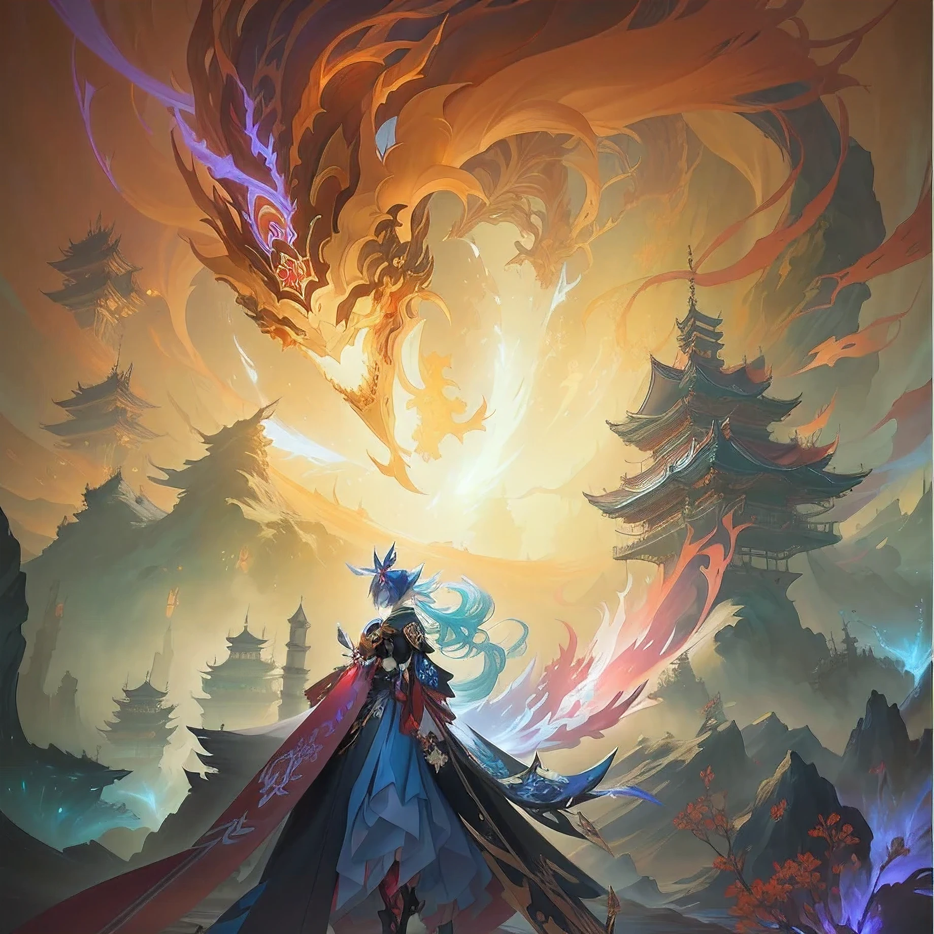 Japanese cartoons, fantasy, Art, Artwork, Artwork, digital, fantasy, Artwork, digital Art, digital painting, Onmyoji detailed Art, Duelist Style, in the Art style of mohrbacher, Japanese cartoons fantasy illustration, Onmyoji, epic fantasy digital Art style, 2. 5 d cgi Japanese cartoons fantasy Artwork, alice x. open