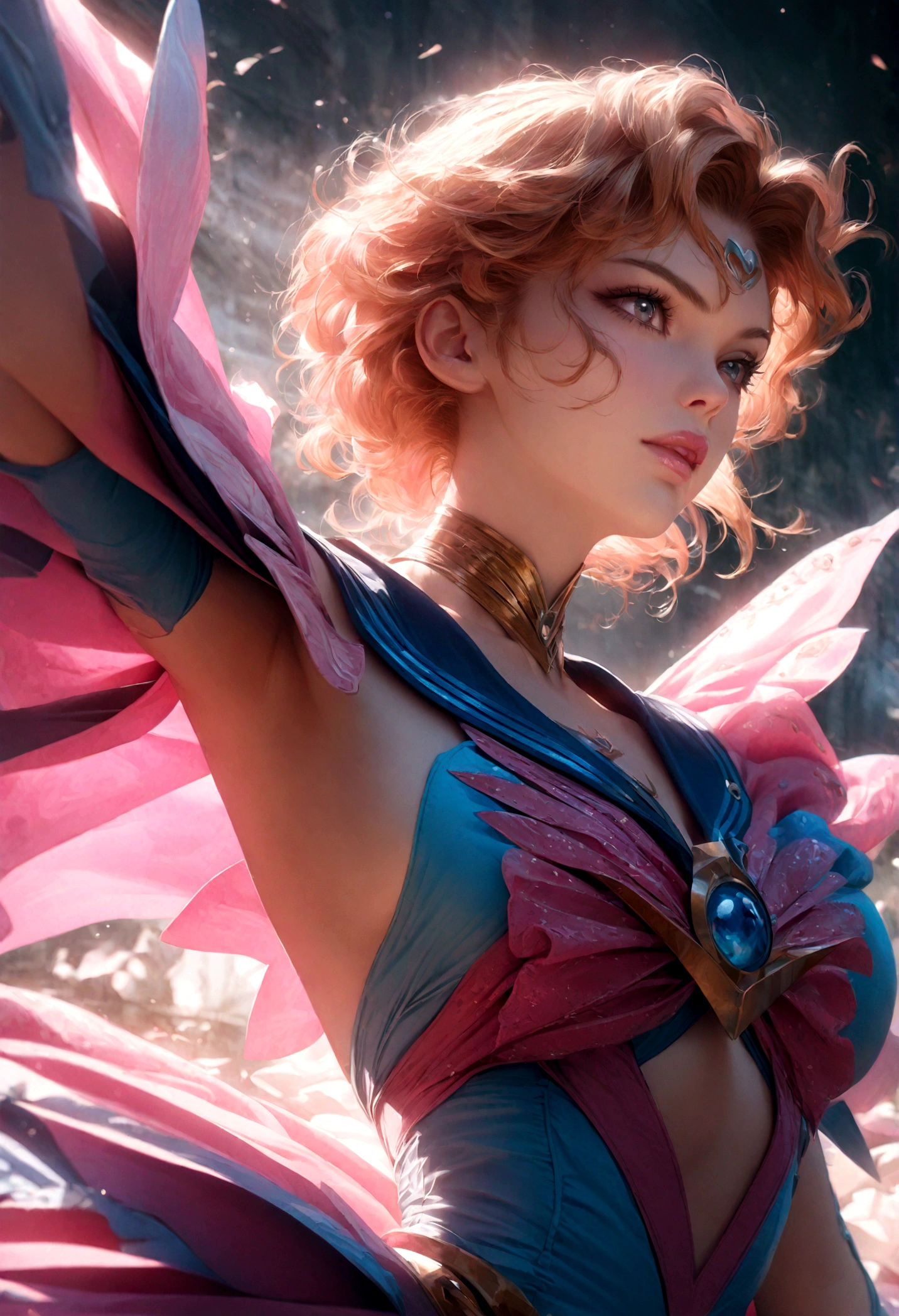 1girl, sailor Uranus, bishoujo senshi sailor moon, elegant detailed eyes, detailed facial features, long eyelashes, beautiful detailed lips, elegant detailed pose, highly detailed, masterpiece, 4k, hyper realistic, photorealistic, cinematic lighting, dynamic composition, intricate details, vibrant colors, soft dreamy atmosphere, magical girl fantasy