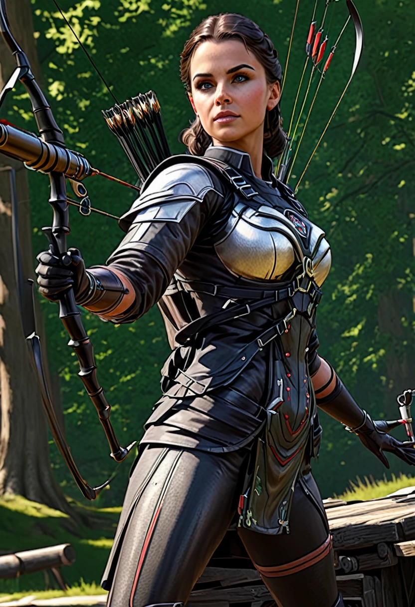 hawk eyes sharpshooter, archer, iconic stance uhd, 8k, epicrealism, ultra detailed